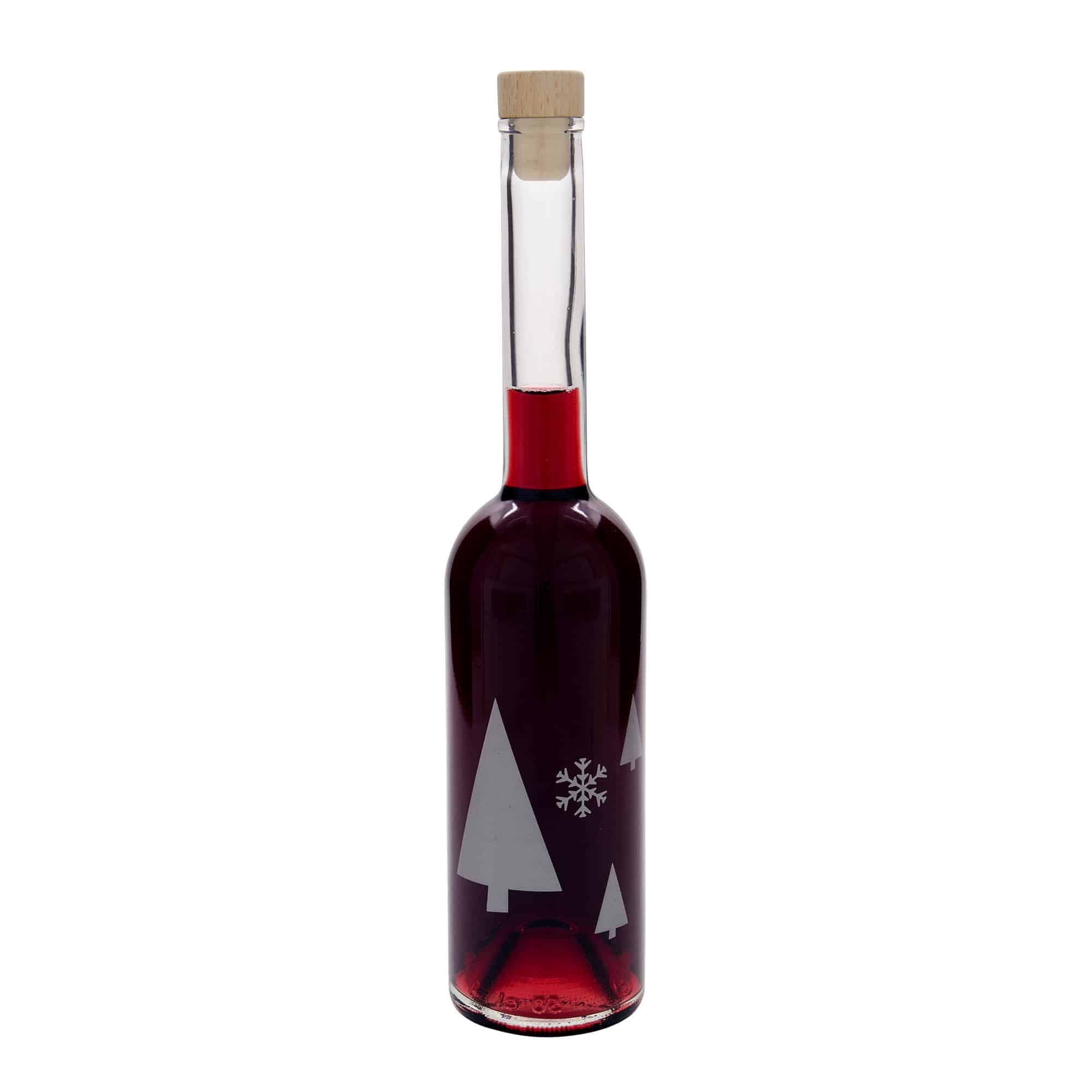 500 ml стъклена бутилка „Опера“, мотив: снежинки, затваряне: коркова тапа