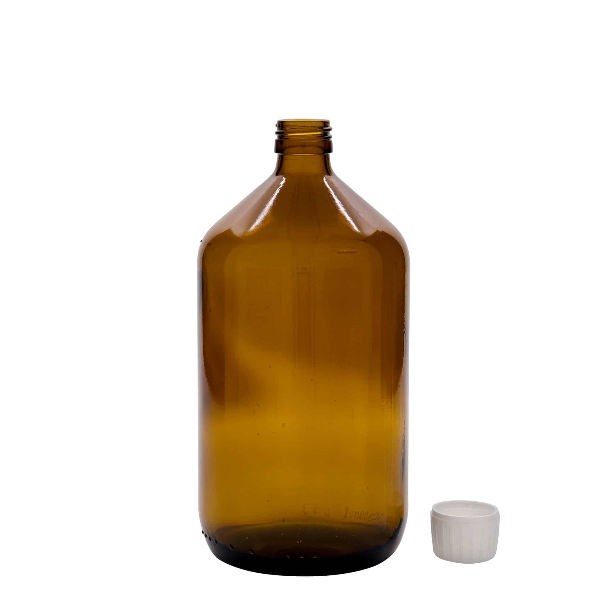 1000 ml бутилка за лекарства, кафява, стъклена, затваряне: капачка PP 28