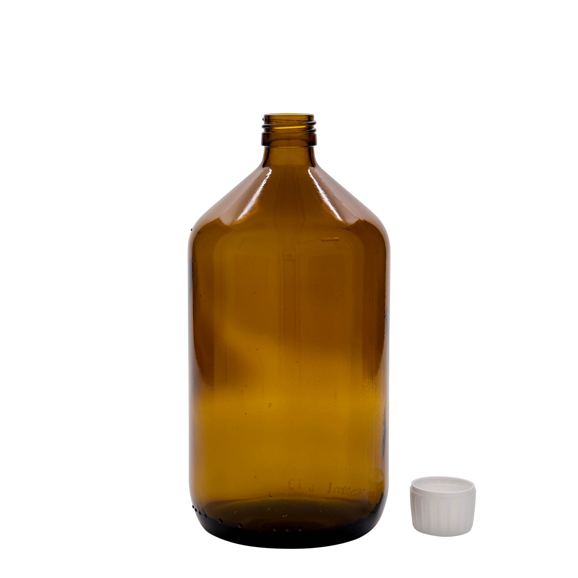 1.000 ml медицинска бутилка, кафява, стъкло, гърло: PP 28