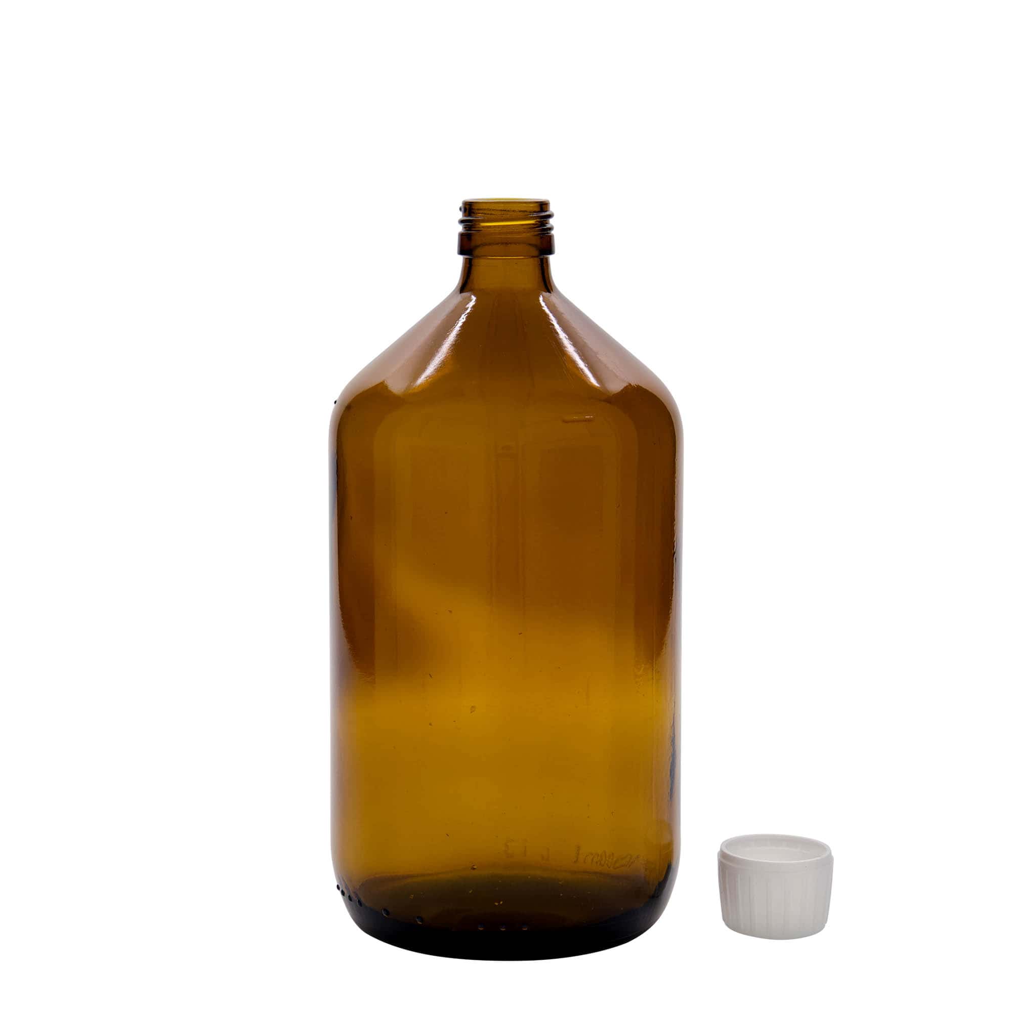1.000 ml медицинска бутилка, кафява, стъкло, гърло: PP 28