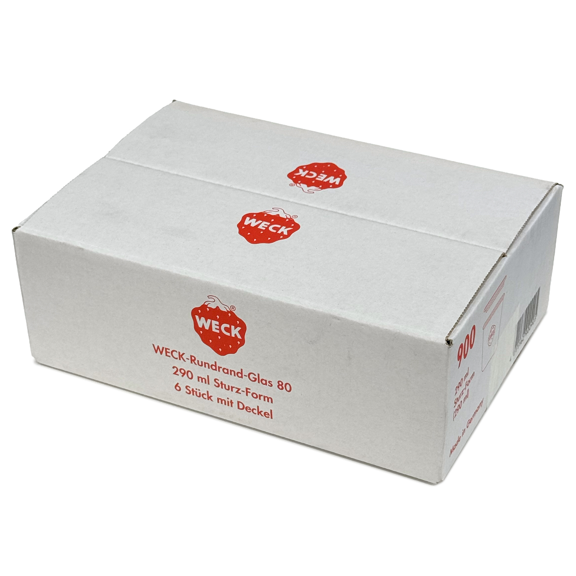 6x 290 ml висок стъклен буркан WECK с широко гърло със стъклен капак RR 80