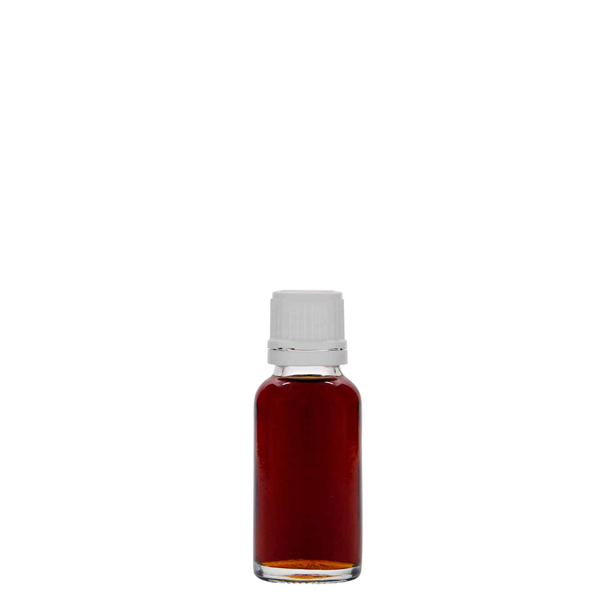 20 ml бутилка за лекарства, стъклена, затваряне: винтова капачка с резба DIN 18