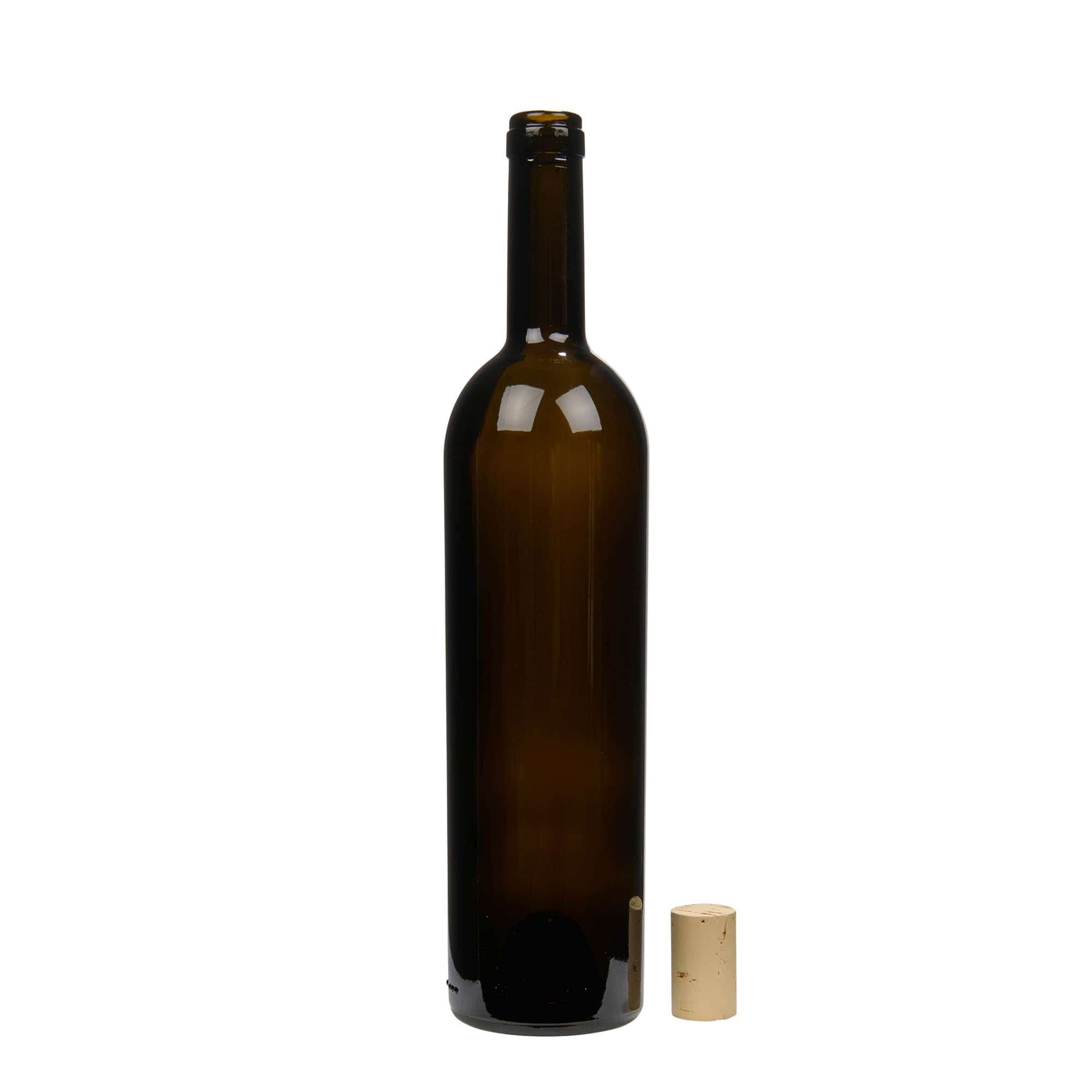 750 ml бутилка за вино „Liberty“, антично зелено, затваряне: коркова тапа