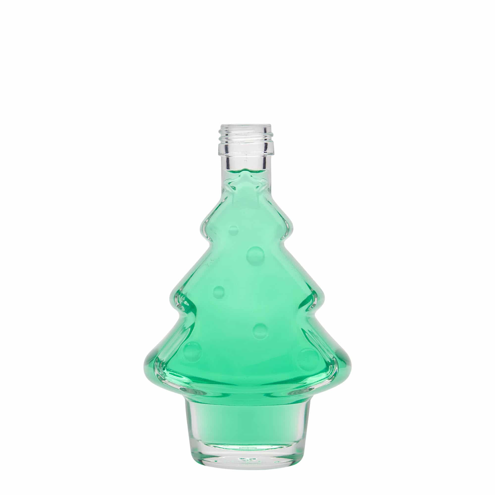 200 ml стъклена бутилка „Коледна елха“, затваряне: капачка PP 28