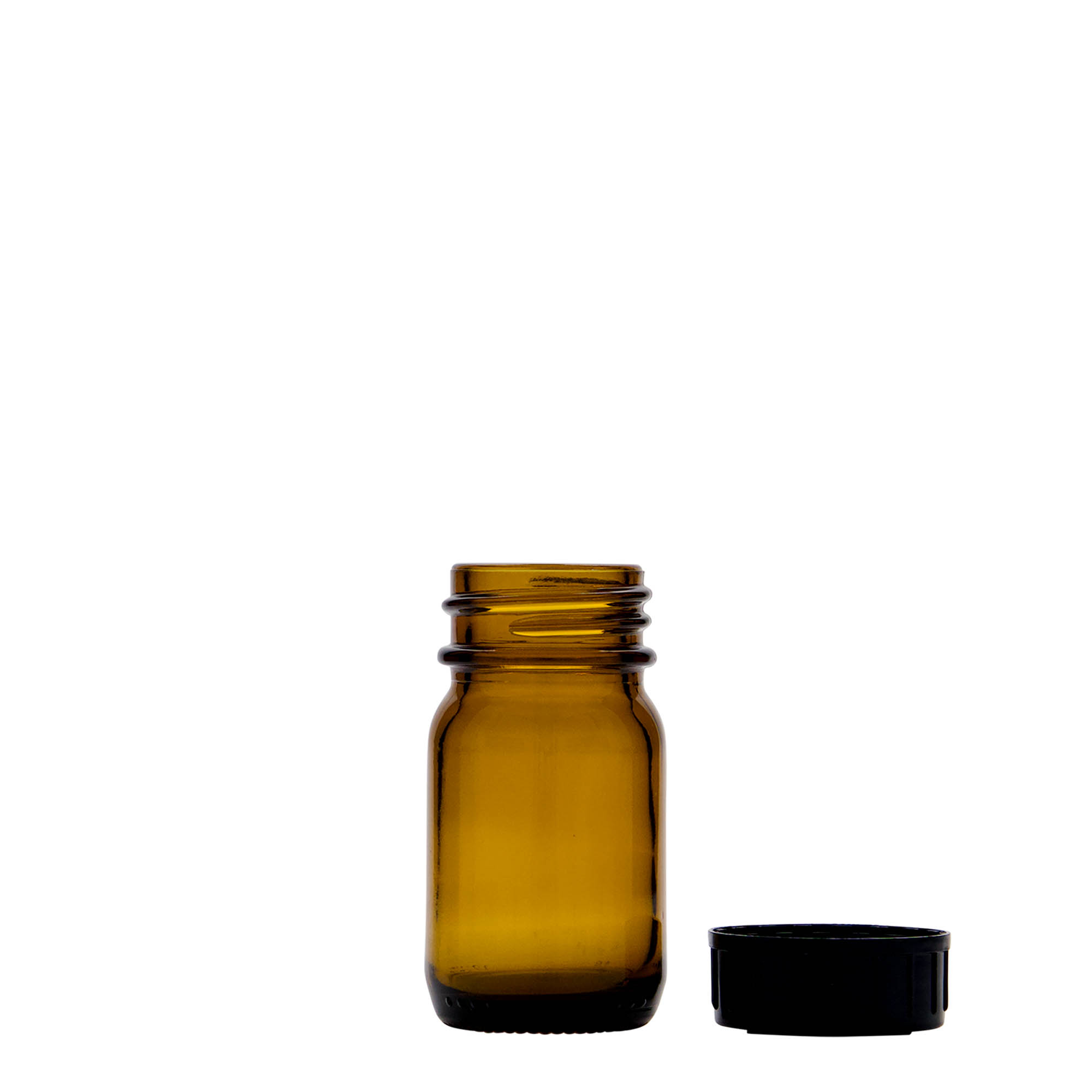 30 мл буркан с широк врат, кафяв, отвор: DIN 32