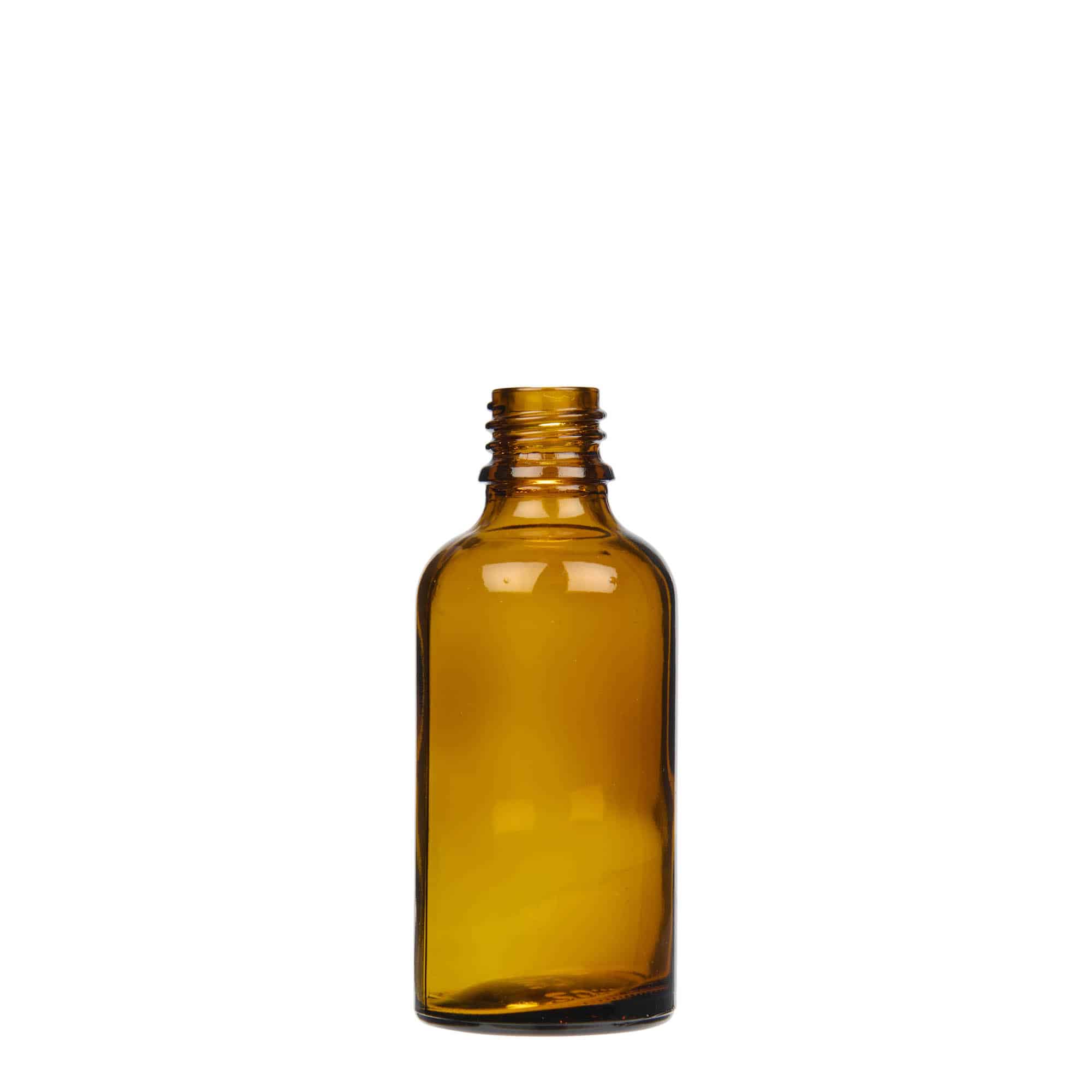 50 ml спрей бутилка за лекарства, стъклена, кафява, затваряне: винтова капачка с резба DIN 18