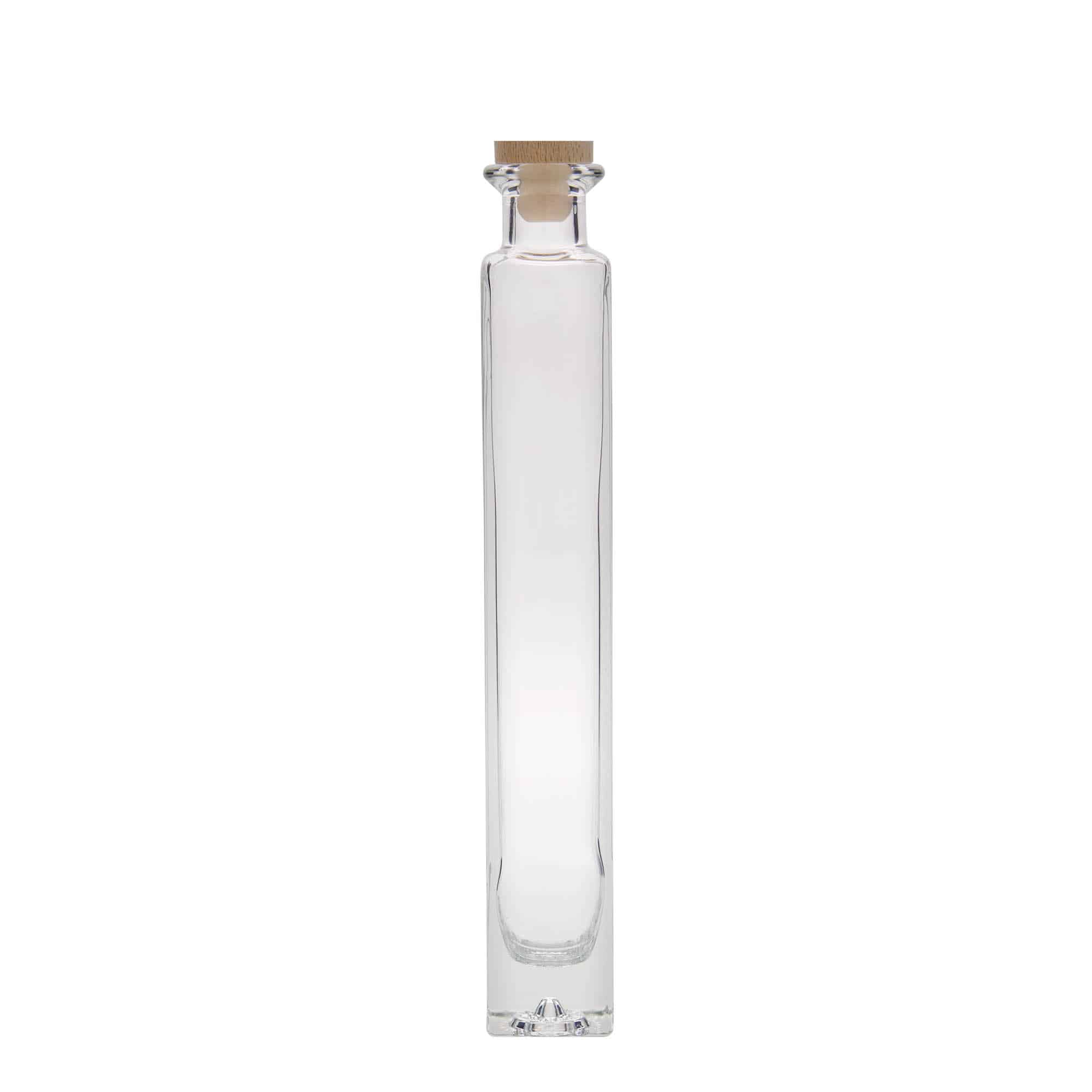 200 ml стъклена бутилка „Tommy“, квадратна, затваряне: коркова тапа