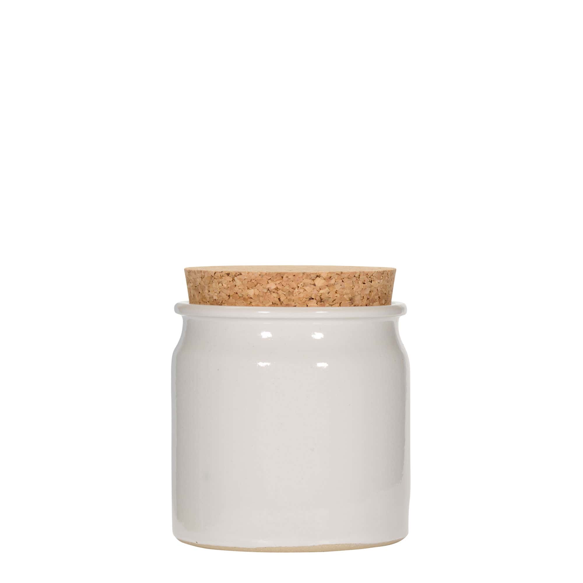 160 ml буркан каменна керамика, керамичен, бял, затваряне: коркова тапа