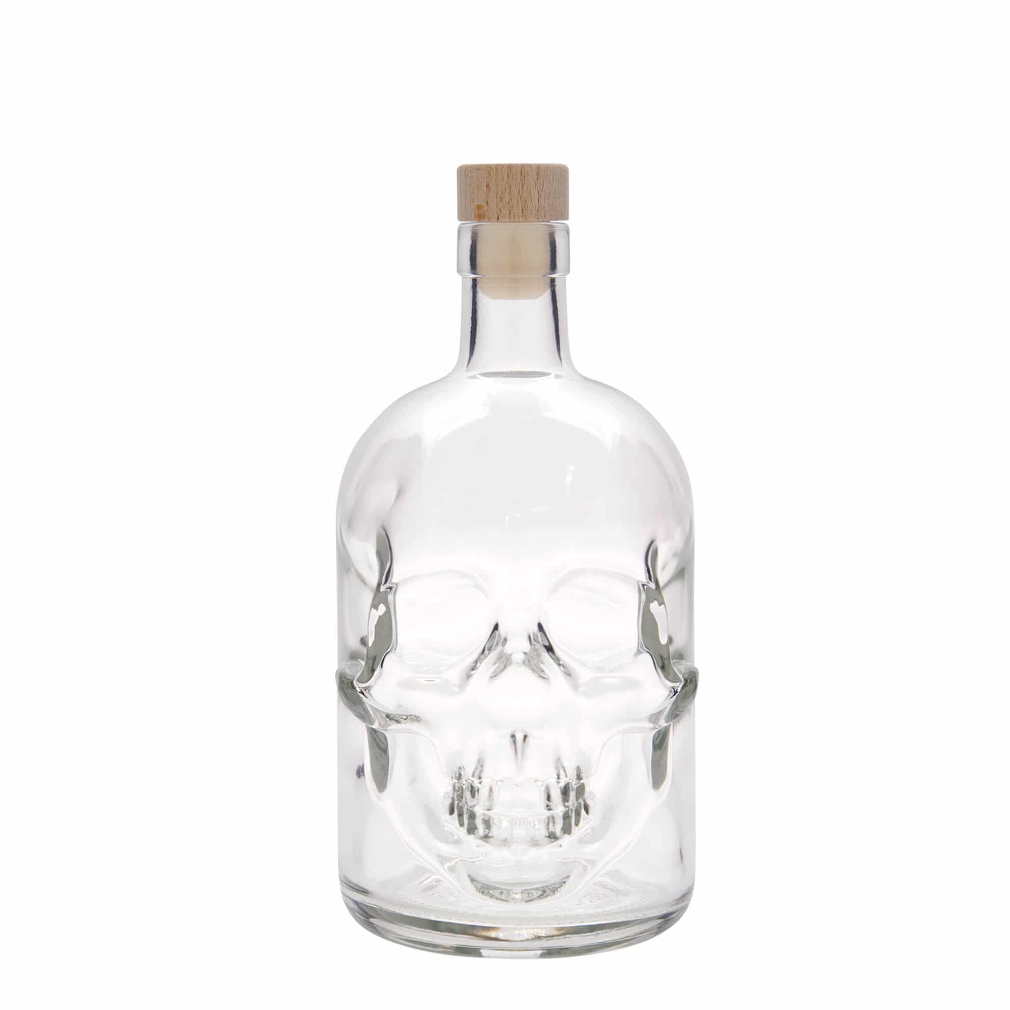 700 ml стъклена бутилка „Череп“, затваряне: коркова тапа