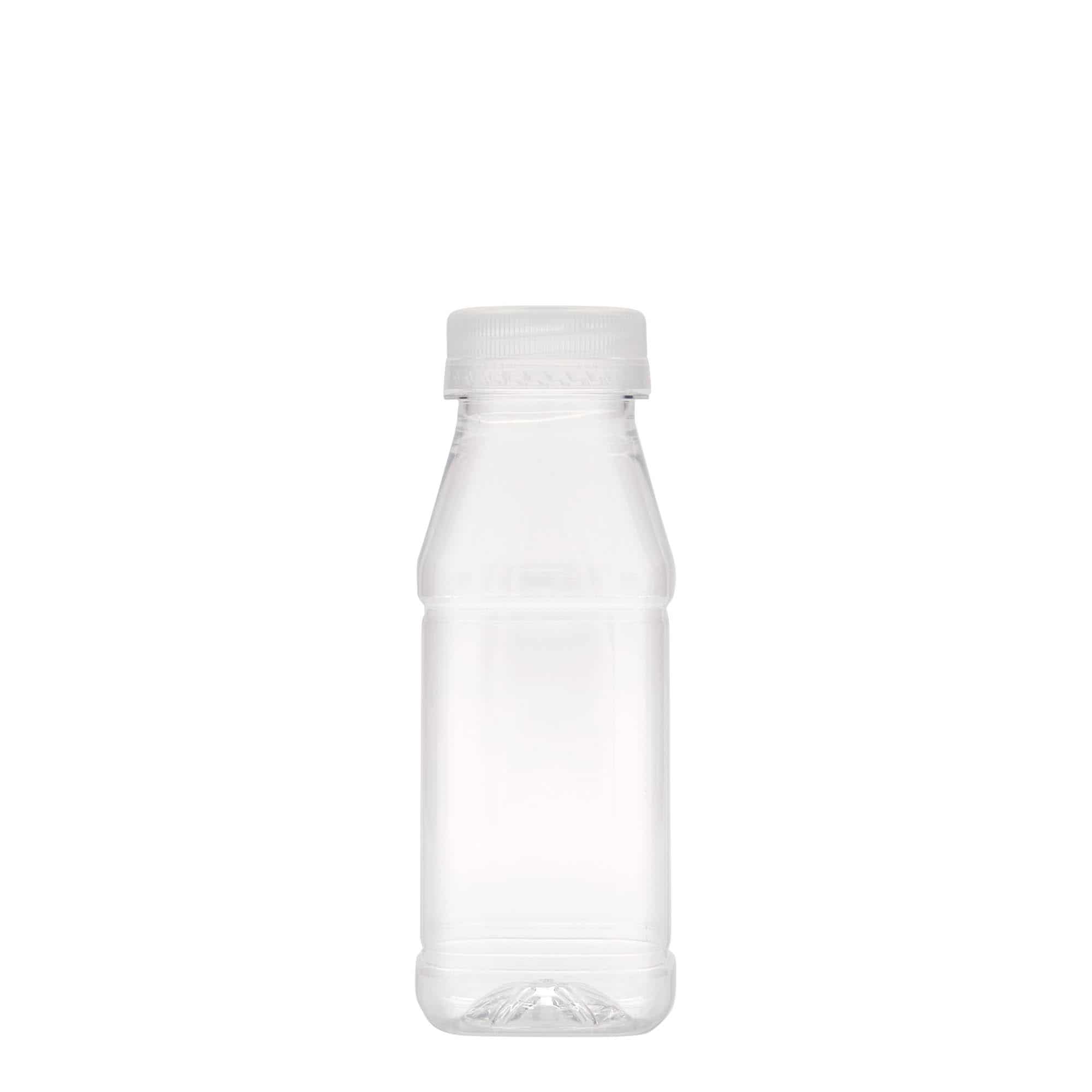 250 ml PET бутилка за мляко и сок „Carré“, квадратна, пластмасова, затваряне: 38 mm