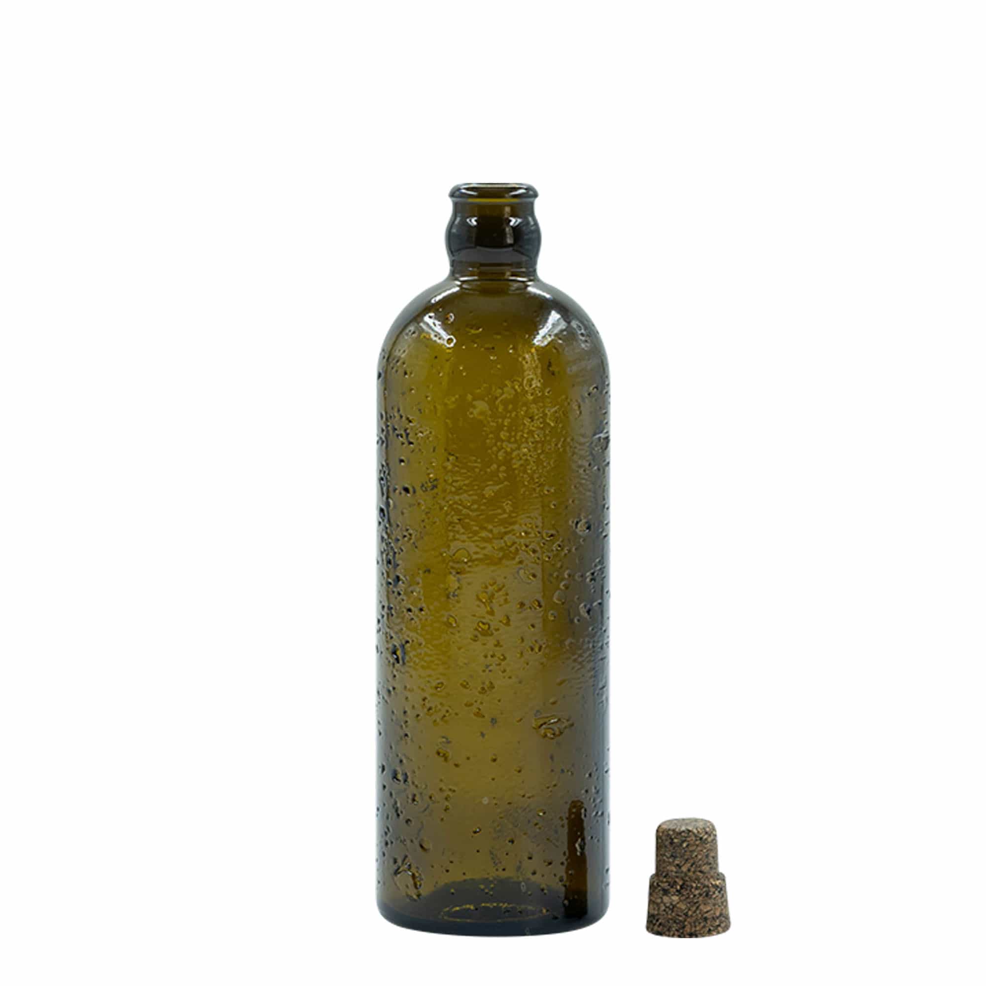 500 мл ръчно изработена стъклена бутилка 'Bobber Jr', кафява, отвор: корк