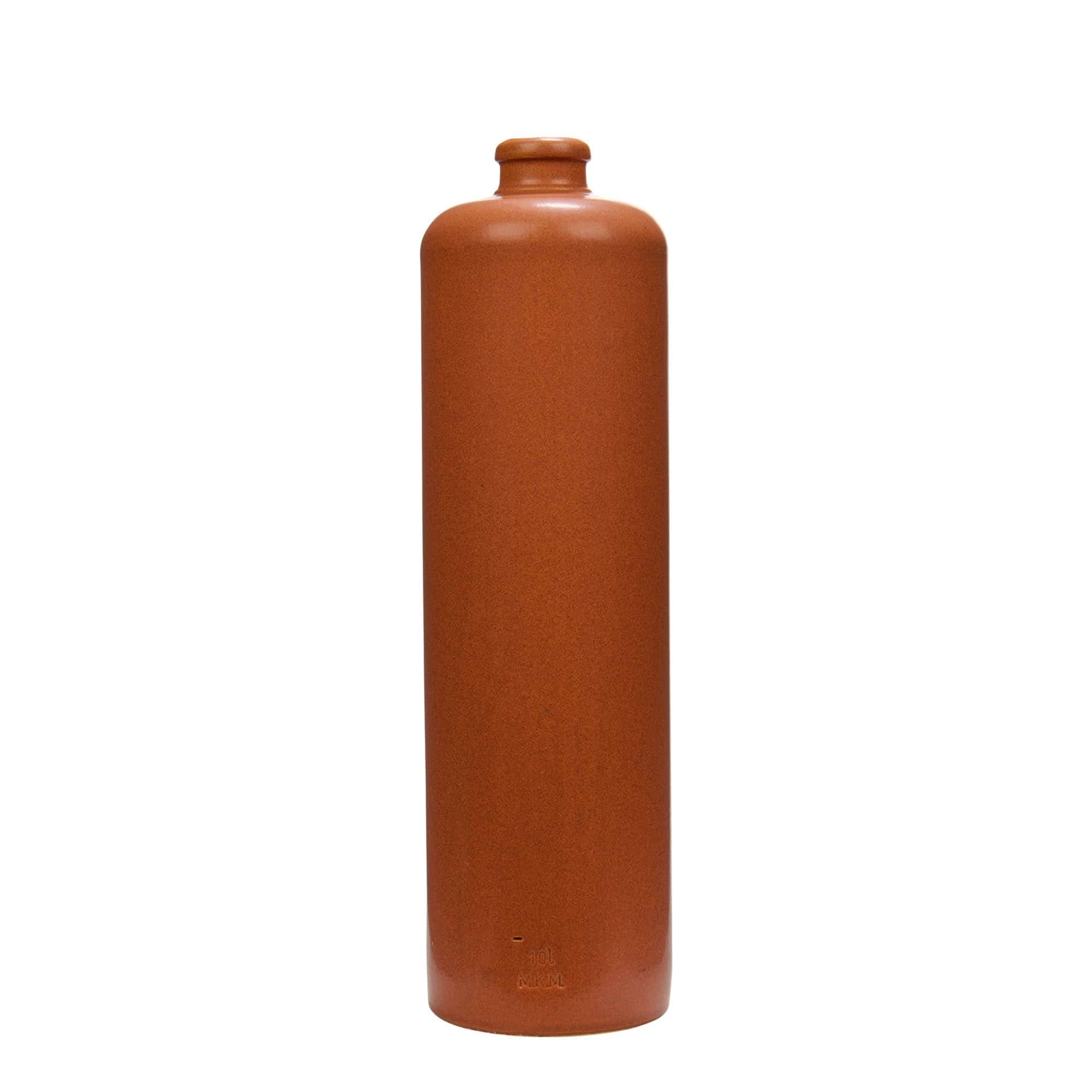 1000 ml бутилка, каменна керамика, червено-кафява, затваряне: коркова тапа