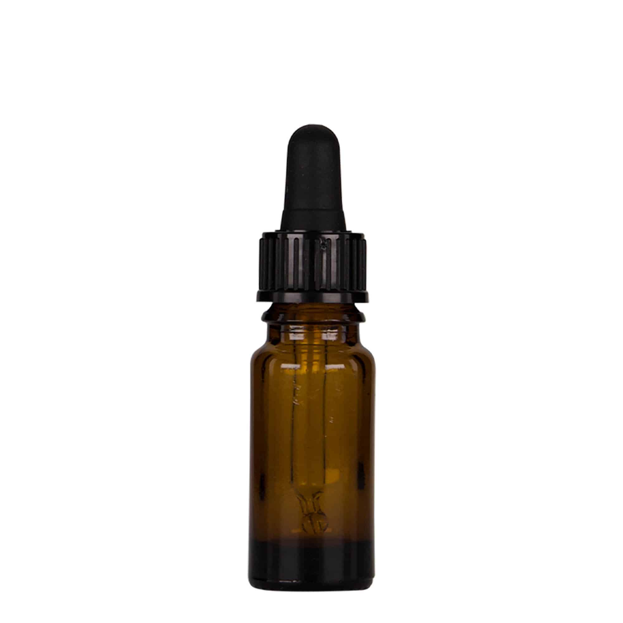 10 ml бутилка за лекарства с пипета, стъклена, кафяво-черна, затваряне: винтова капачка с резба DIN 18 10 ml бутилка за лекарства с пипета, стъклена, кафяво-черна, затваряне: винтова капачка с резба DIN 18