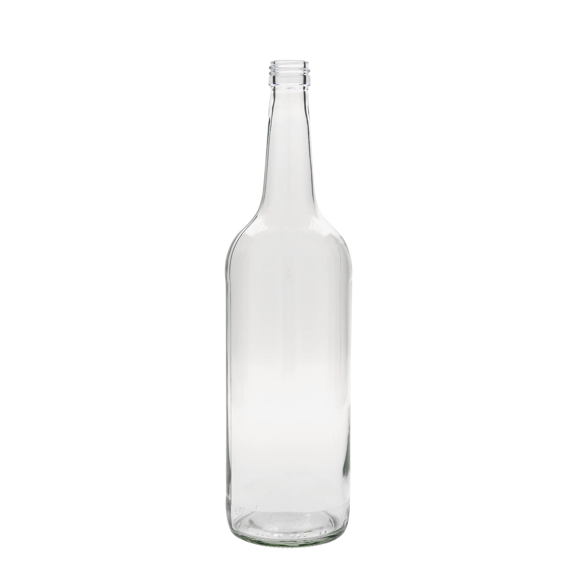 1.000 ml стъклена бутилка с прав врат, отвор: PP 28 1.000 ml стъклена бутилка с прав врат, отвор: PP 28