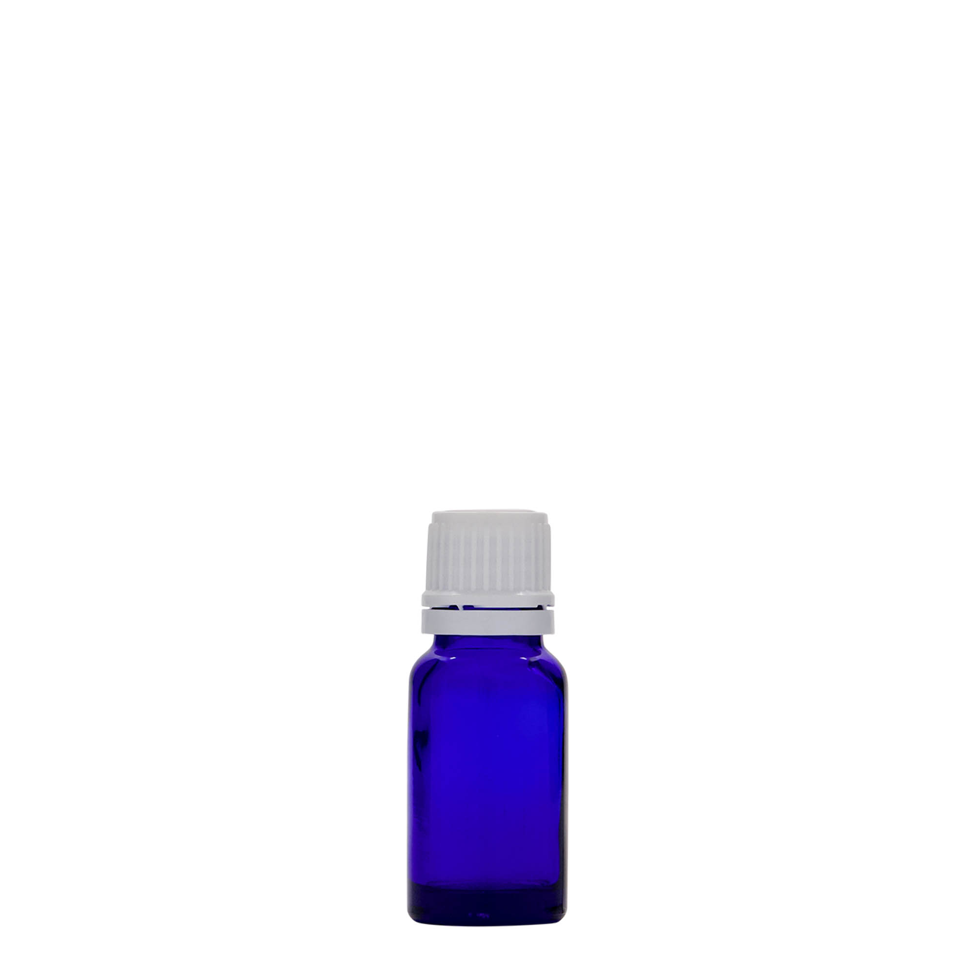 10 ml бутилка за лекарства, стъклена, кралско синьо, затваряне: винтова капачка с резба DIN 18