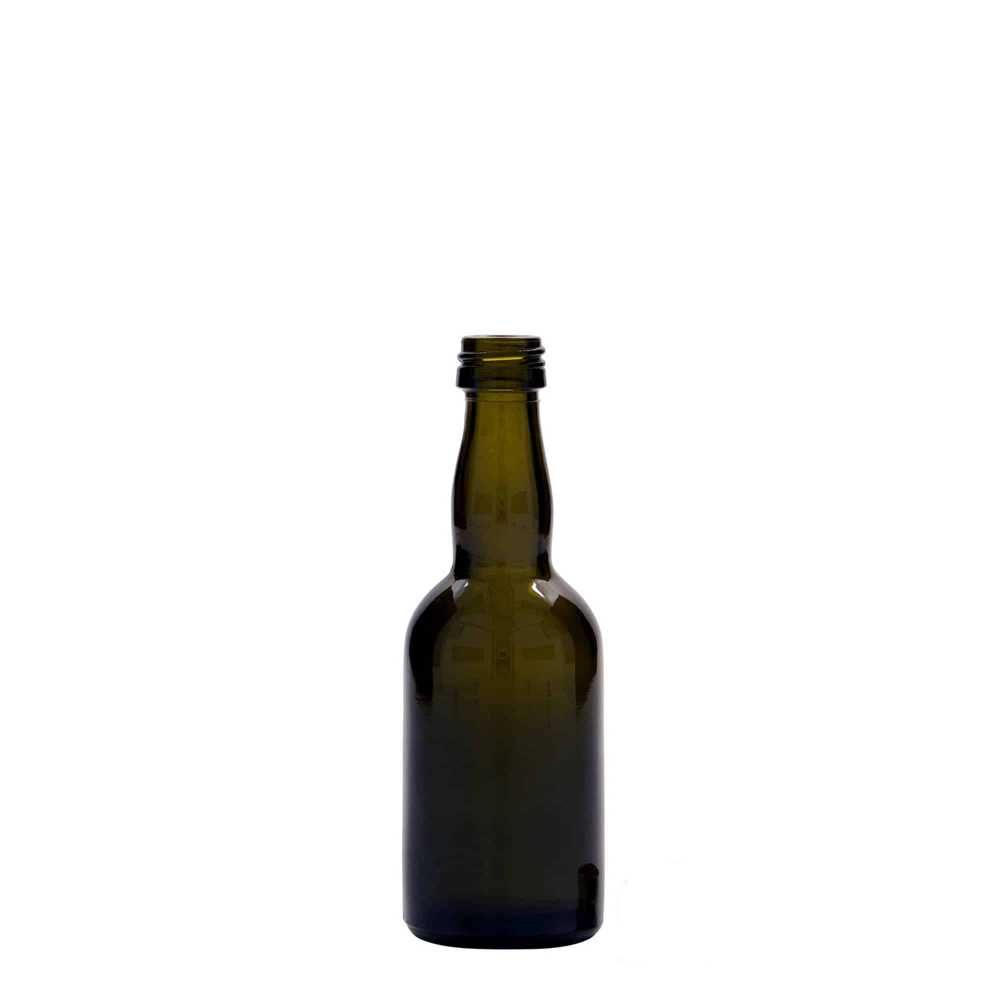 50 ml стъклена бутилка „Proba“, антично зелено, затваряне: капачка PP 18