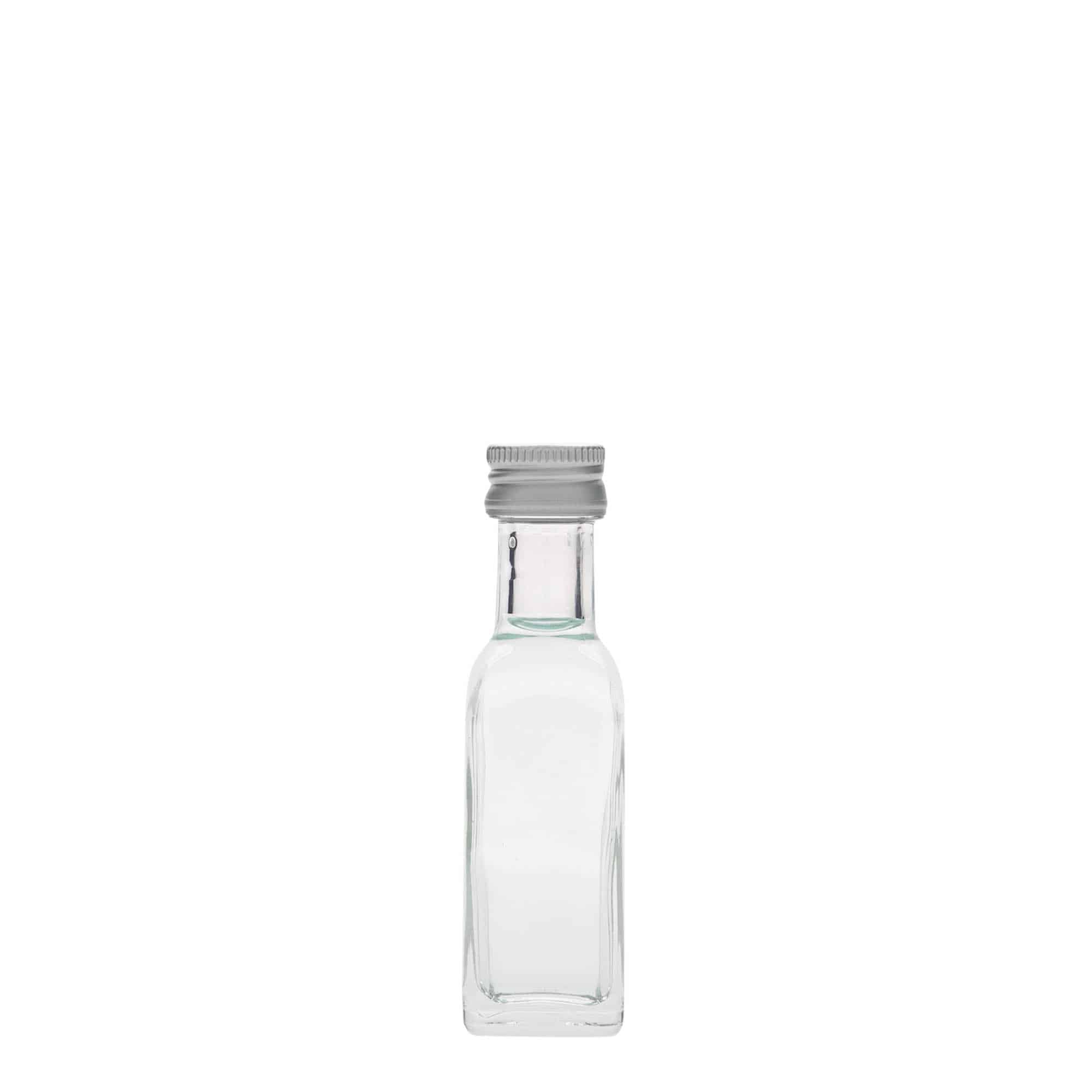 20 ml стъклена бутилка „Marasca“, квадратна, затваряне: капачка PP 18