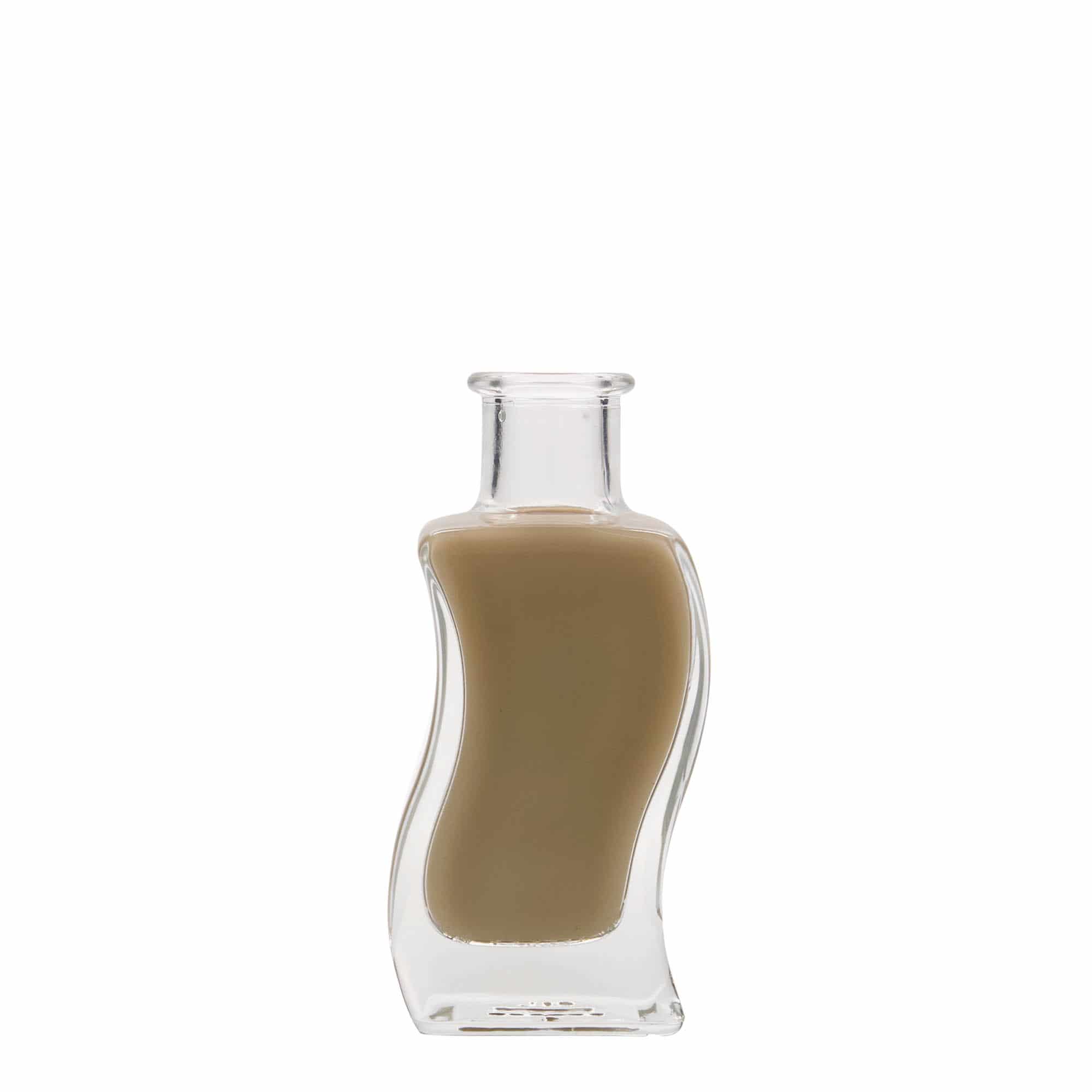 100 ml стъклена бутилка „Вълна“, квадратна, затваряне: коркова тапа