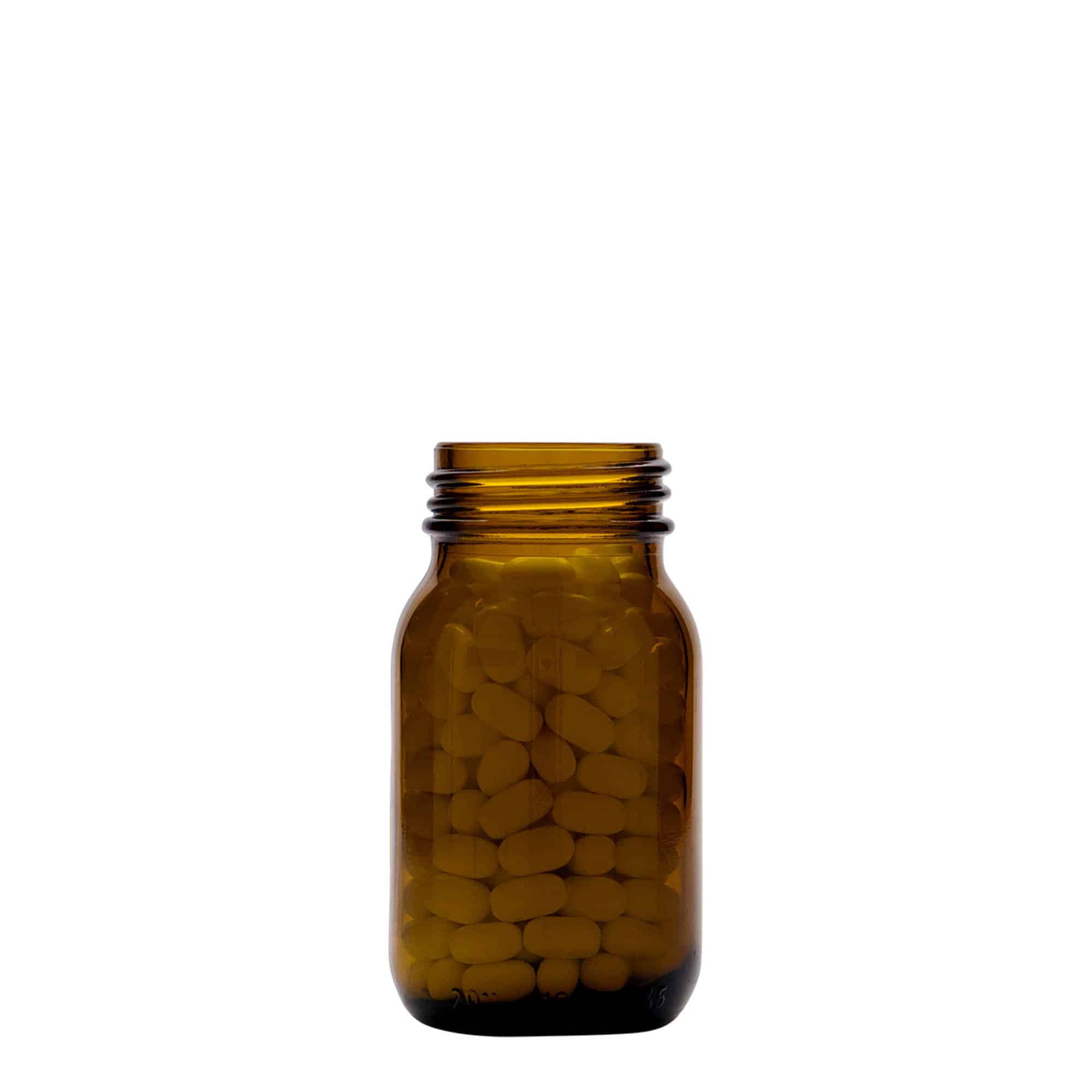 100 ml буркан с широко гърло, кафяв, затваряне: винтова капачка с резба DIN 40