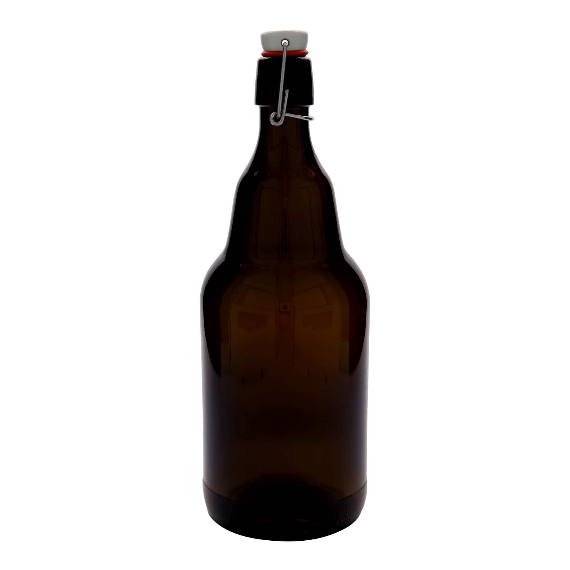 2000 ml бутилка за бира, стъклена, кафява, затваряне: тапа с клипс