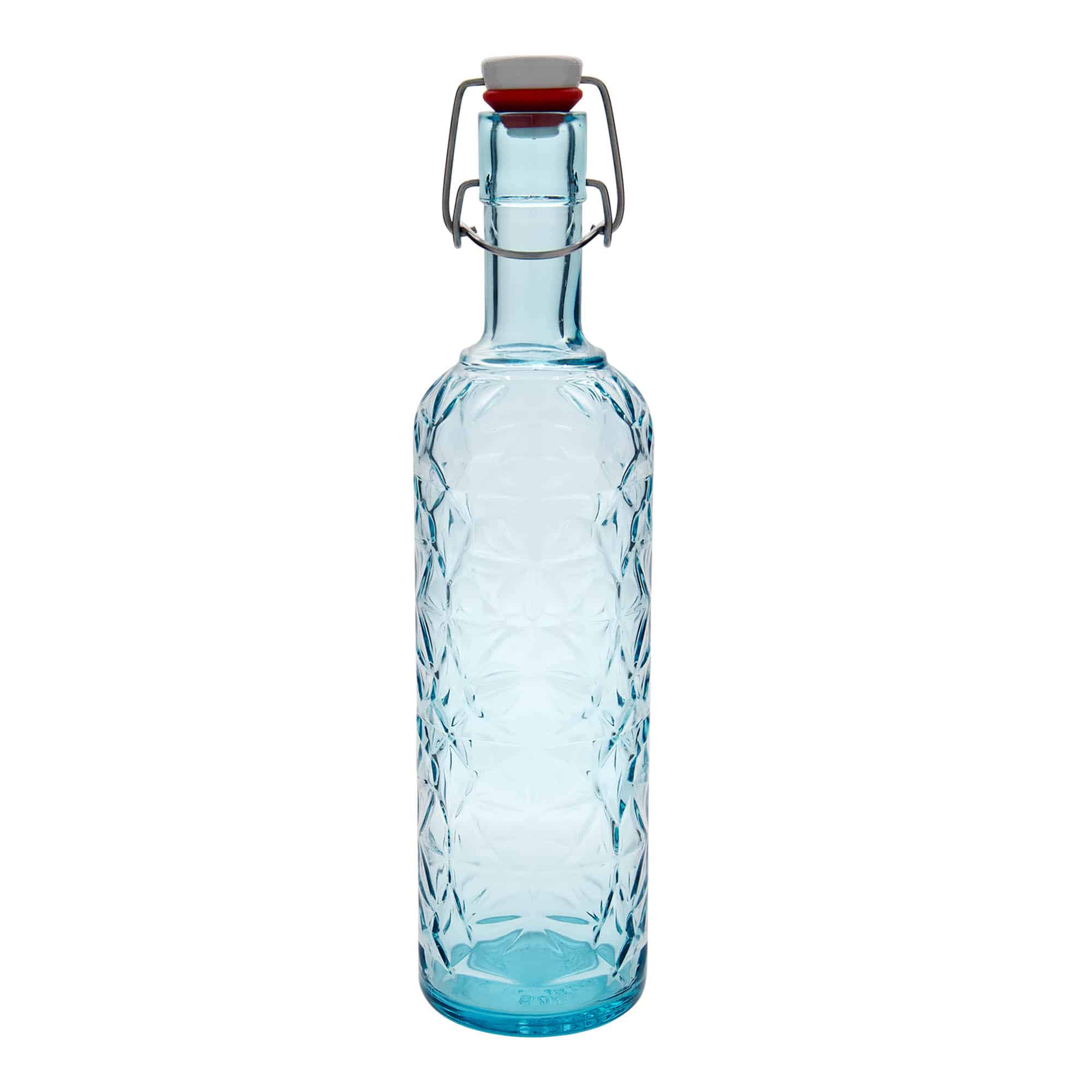 1000 ml стъклена бутилка „Oriente“, лазурно синя, затваряне: тапа с клипс