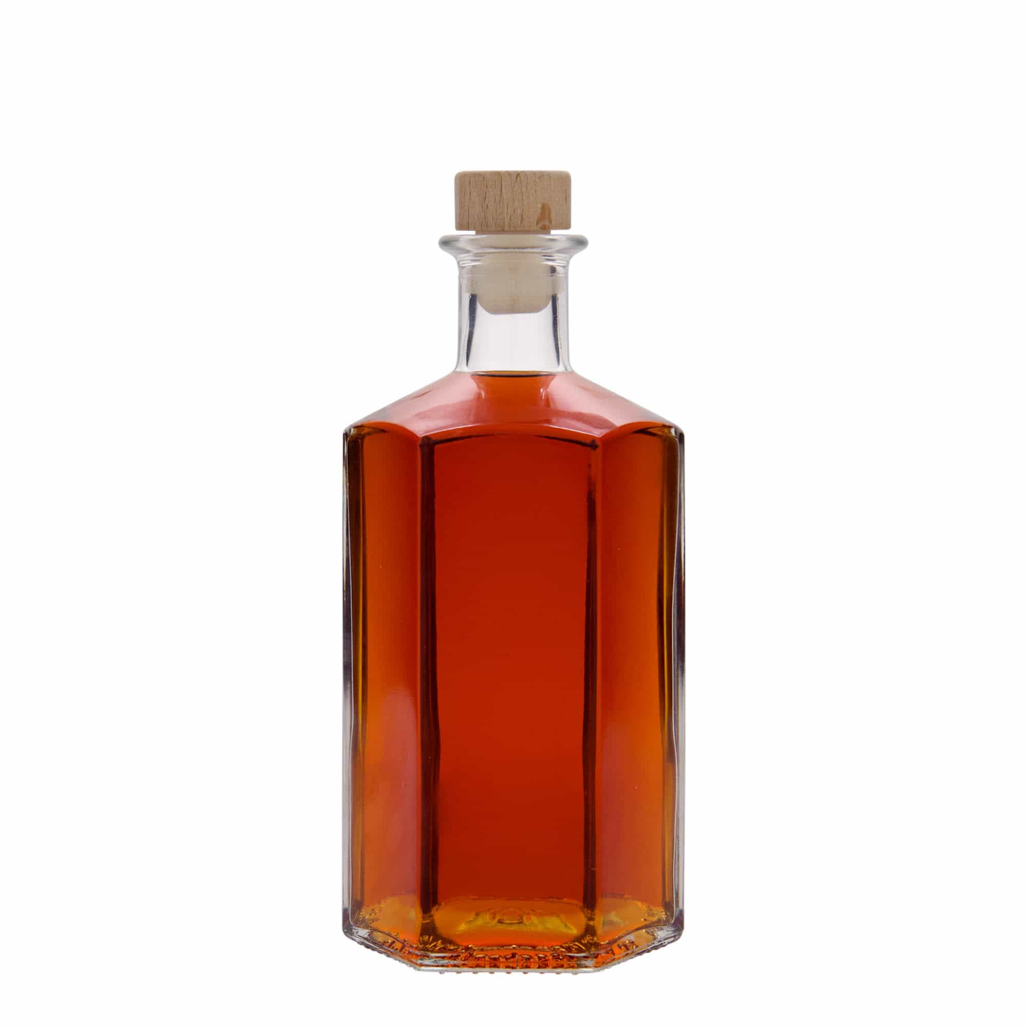 500 мл стъклена бутилка аптекар „Джими“, шестоъгълна, гърло: корк