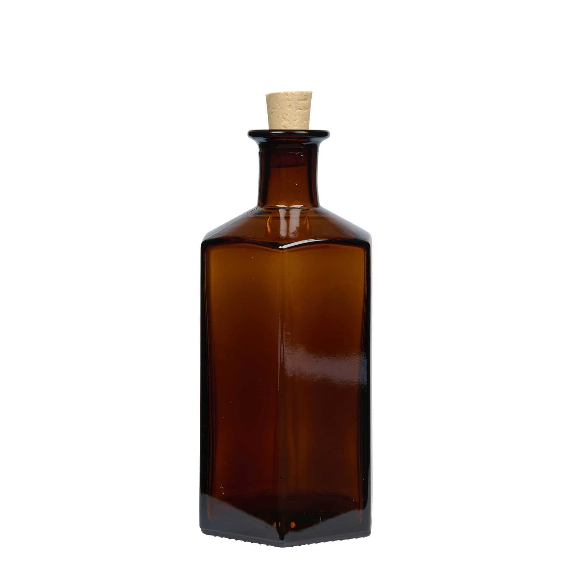 Стъклена бутилка от 500 ml Аптека „Jimmy“. шестоъгълна. кафява. Устие: корк