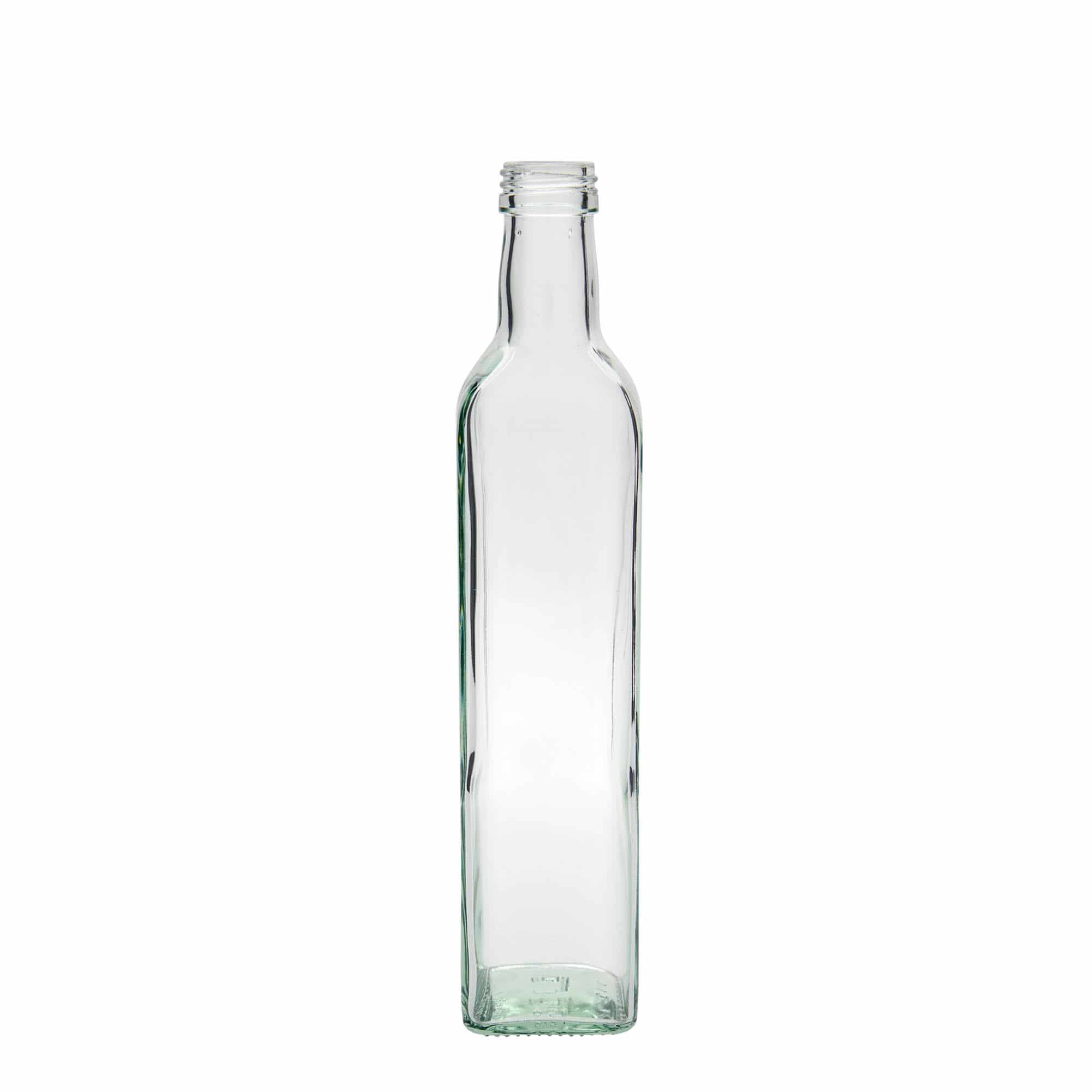 500 ml стъклена бутилка „Marasca“, квадратна, затваряне: капачка PP 31,5