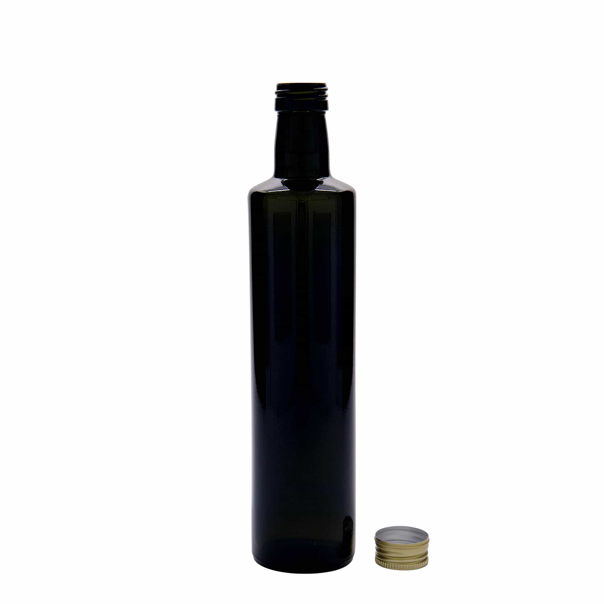 500 ml стъклена бутилка „Dorica“, антично зелено, затваряне: капачка PP 31,5