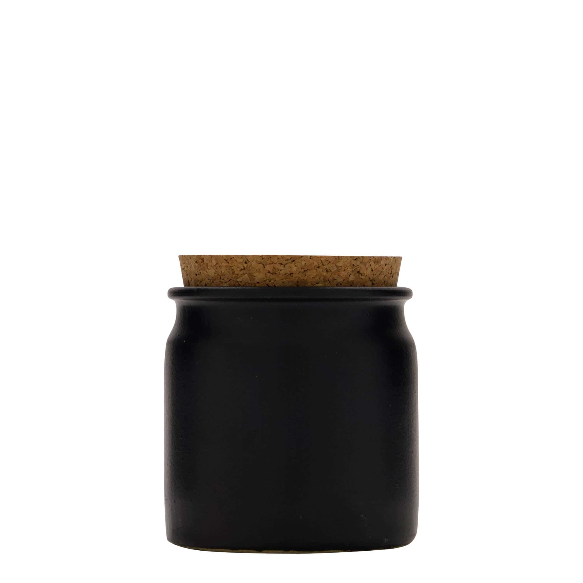 160 ml буркан каменна керамика, керамичен, черен, затваряне: коркова тапа