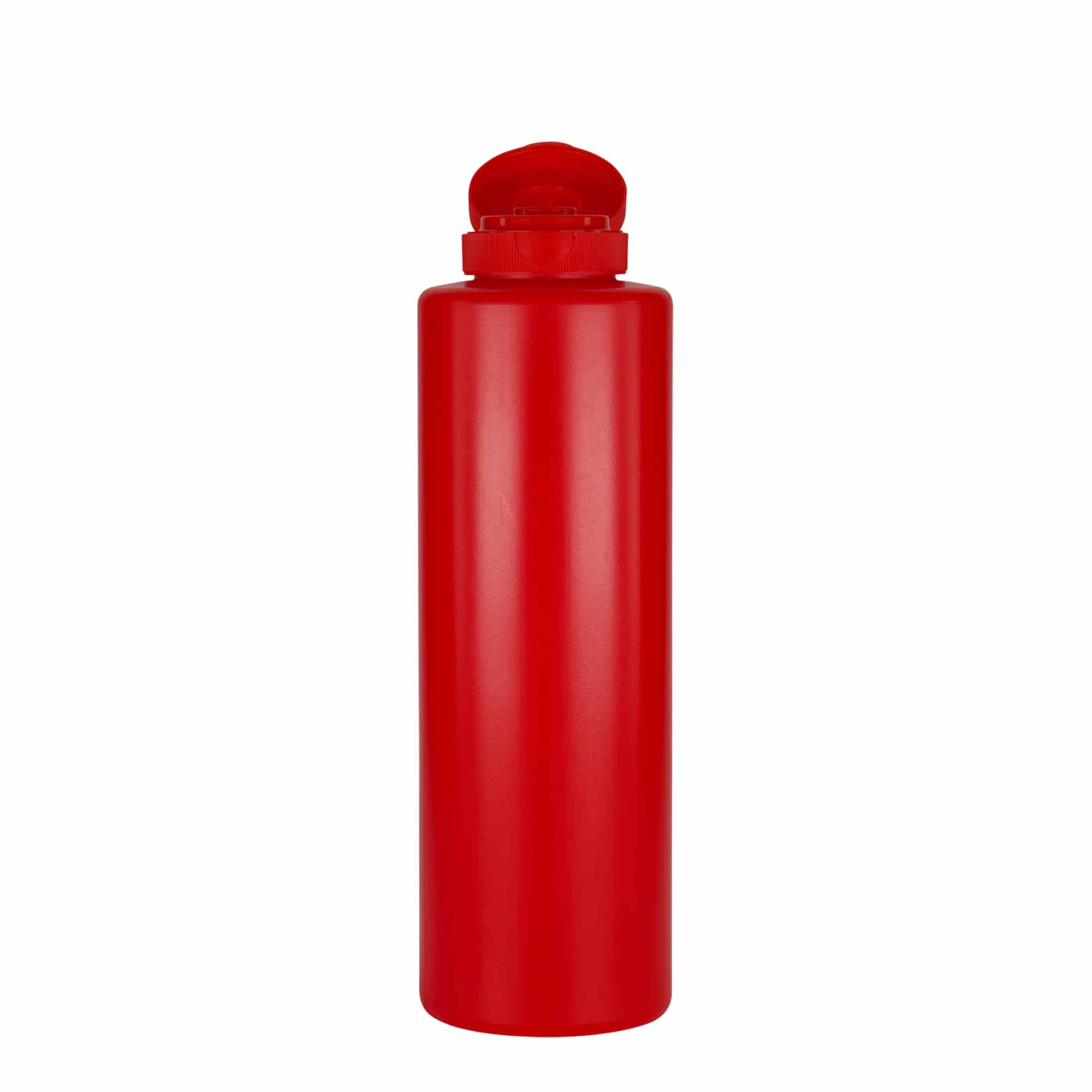 500 ml бутилка за сосове, LDPE пластмаса, червена, затваряне: винтова капачка 38/400