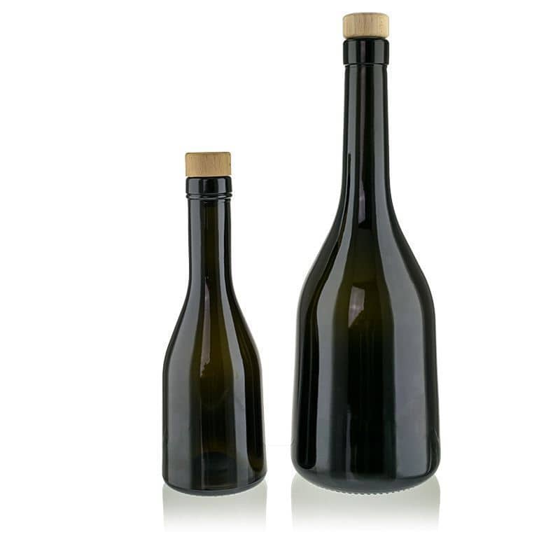 750 ml стъклена бутилка „Rustica“, антично зелено, затваряне: коркова тапа