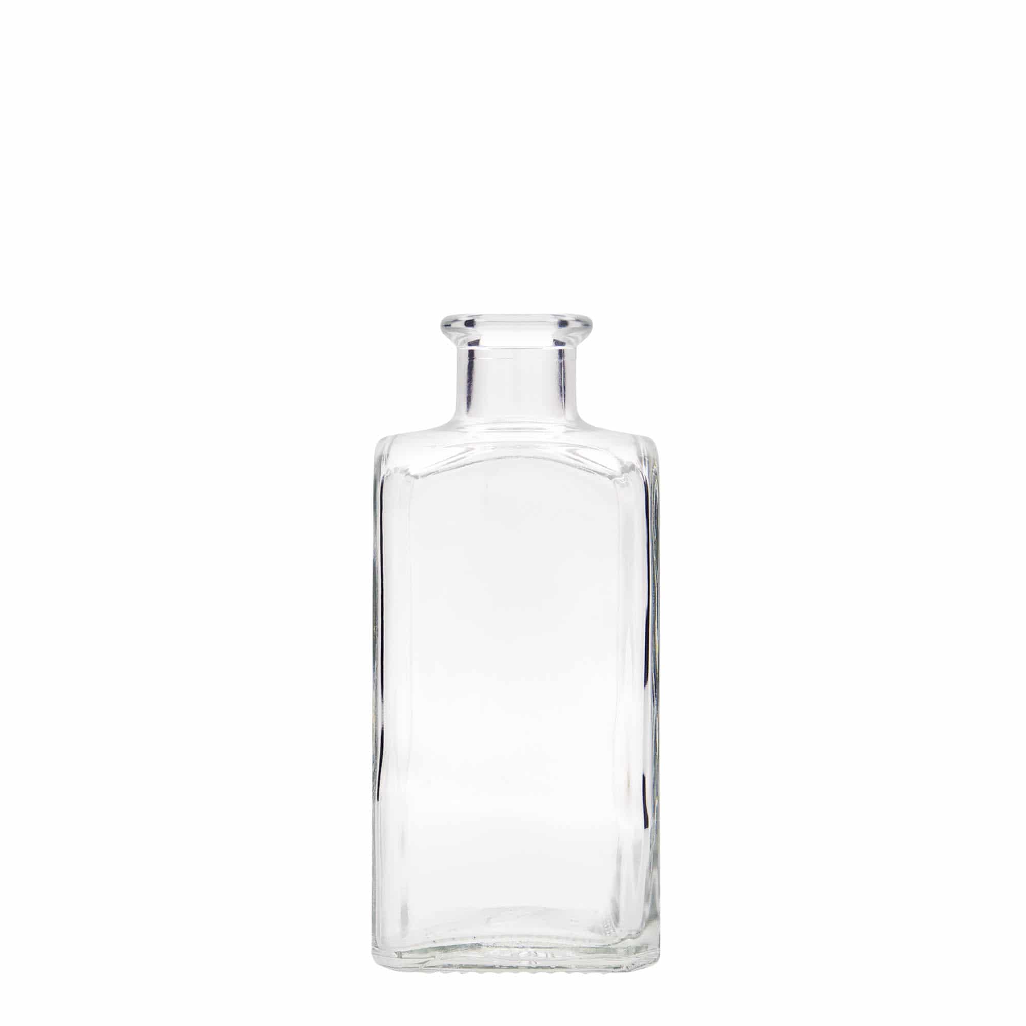 250 ml стъклена аптекарска бутилка „Carré“, квадратна, затваряне: коркова тапа
