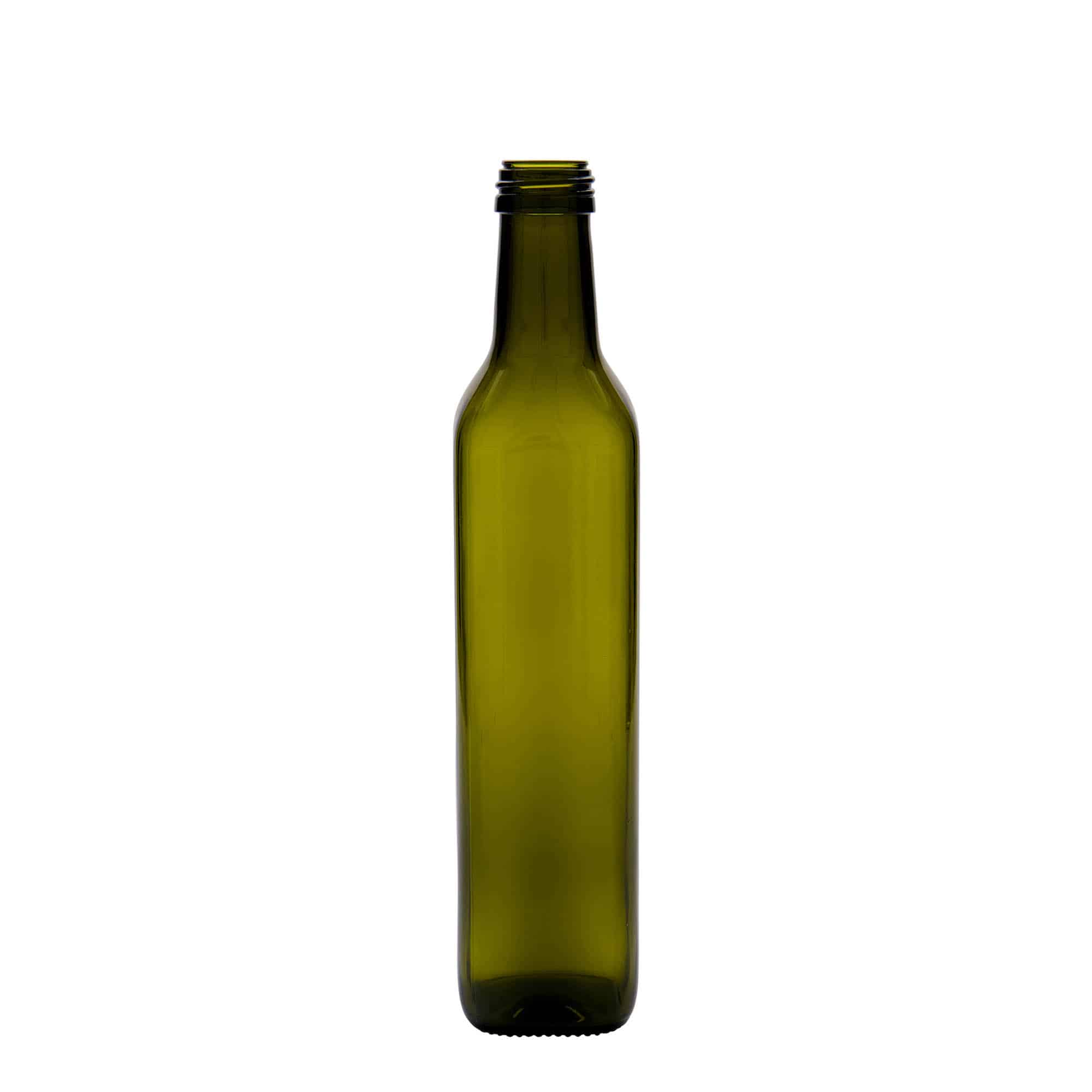 500 ml стъклена бутилка „Marasca“, квадратна, антично зелено, затваряне: капачка PP 31,5 500 ml стъклена бутилка „Marasca“, квадратна, антично зелено, затваряне: капачка PP 31,5