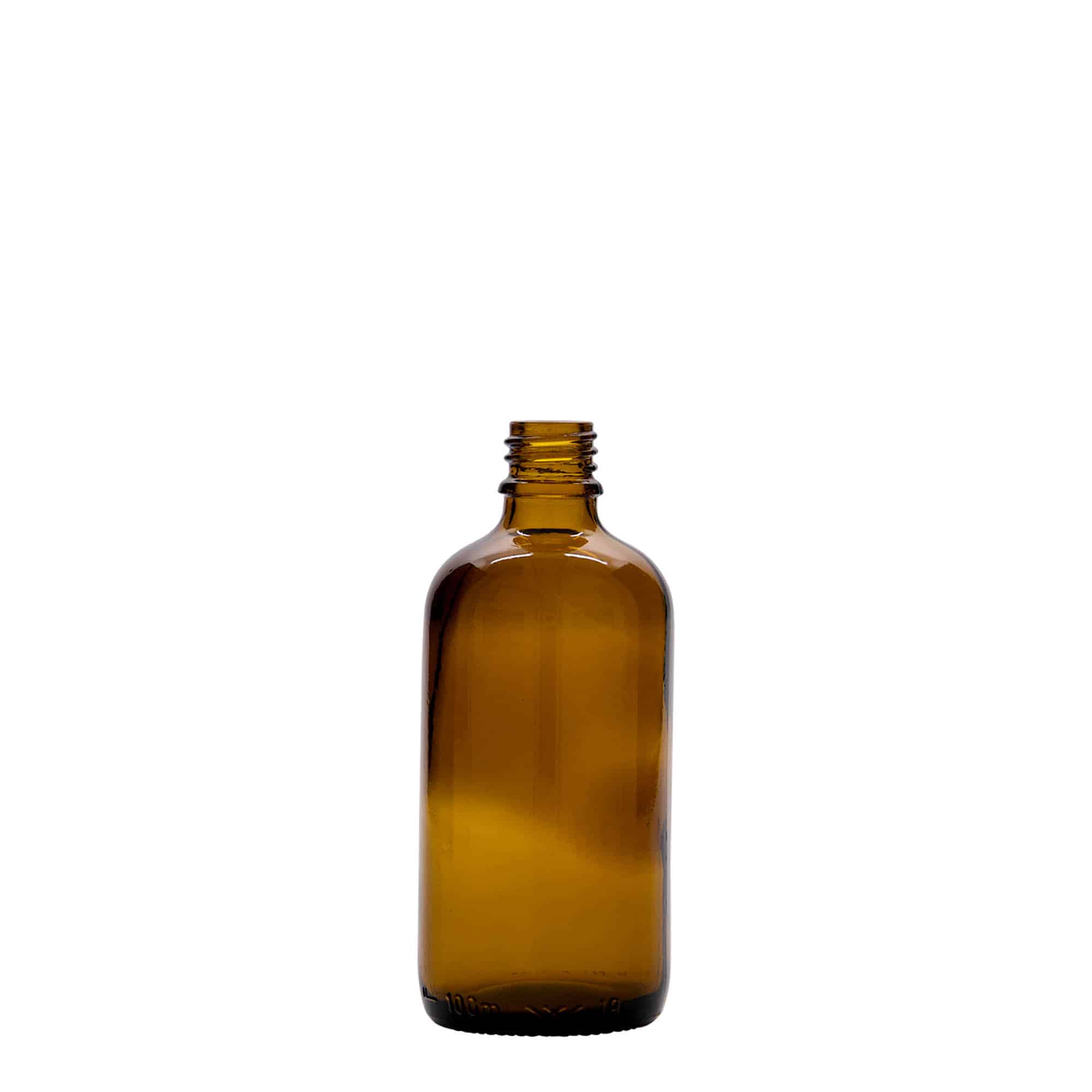 100 ml бутилка за лекарства, стъклена, кафява, затваряне: винтова капачка с резба DIN 18 100 ml бутилка за лекарства, стъклена, кафява, затваряне: винтова капачка с резба DIN 18