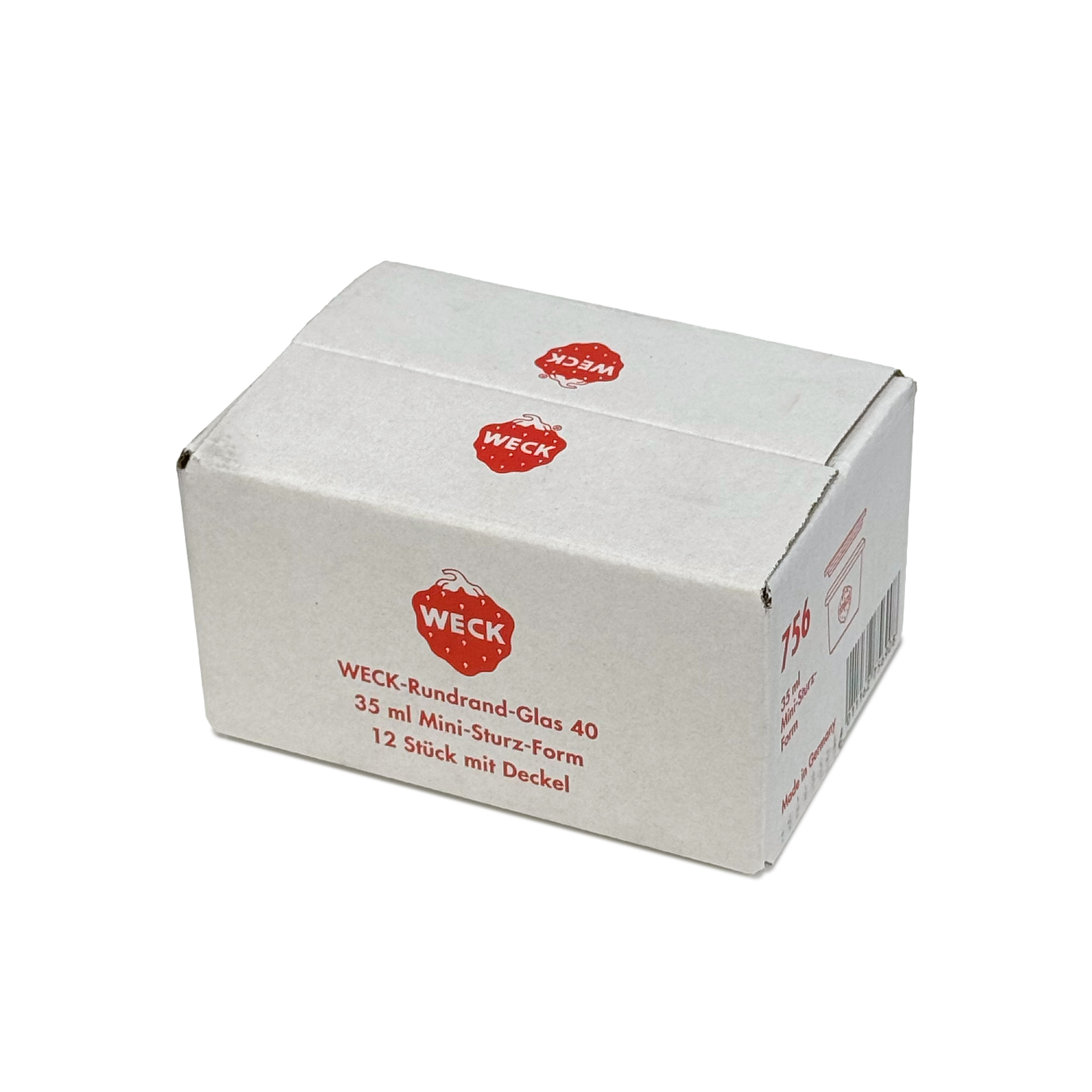 12x 35 ml стъклен буркан WECK с широко гърло със стъклен капак RR 40
