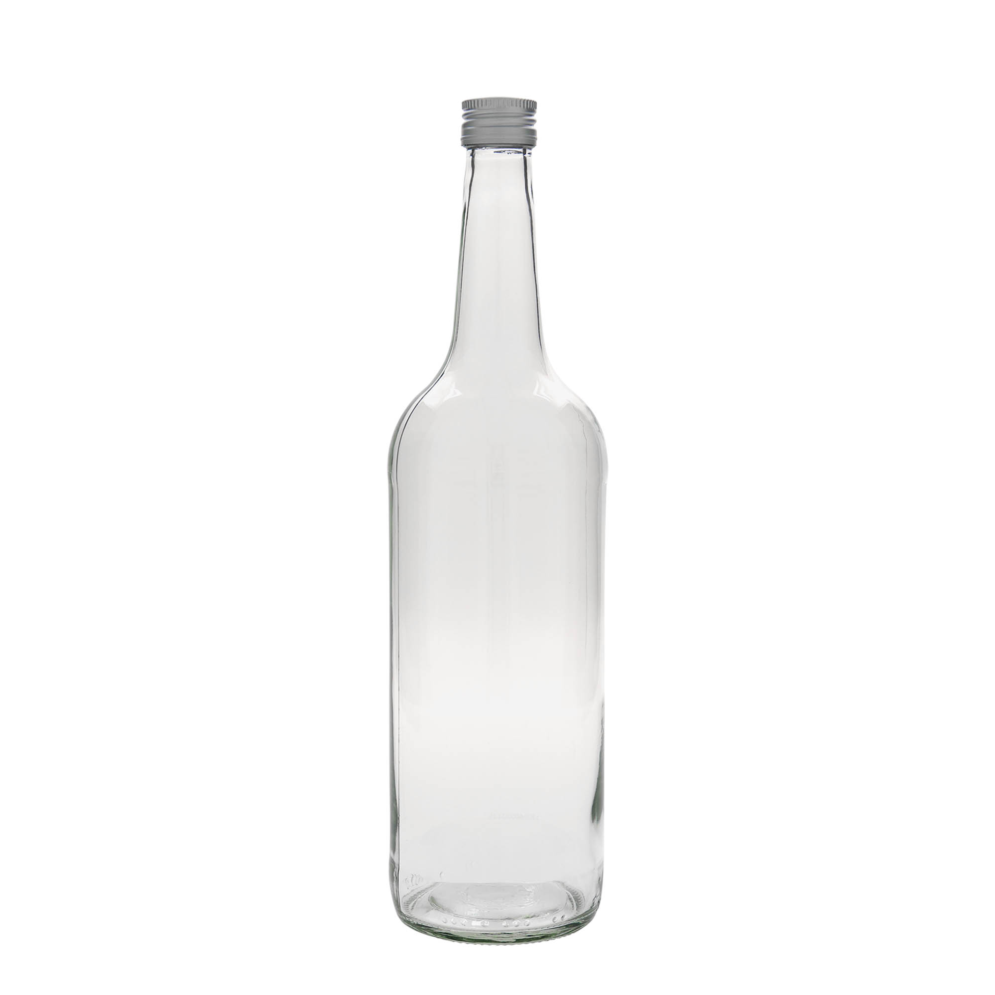 1.000 ml стъклена бутилка с прав врат, отвор: PP 28 1.000 ml стъклена бутилка с прав врат, отвор: PP 28