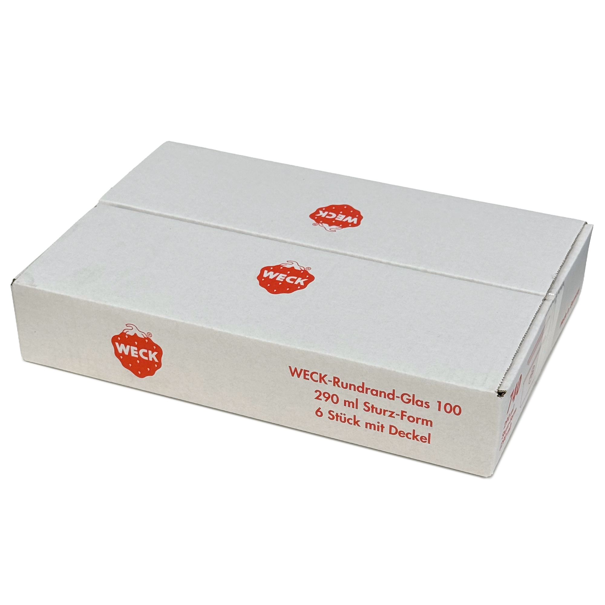 6x 290 ml нисък стъклен буркан WECK с широко гърло със стъклен капак RR 100