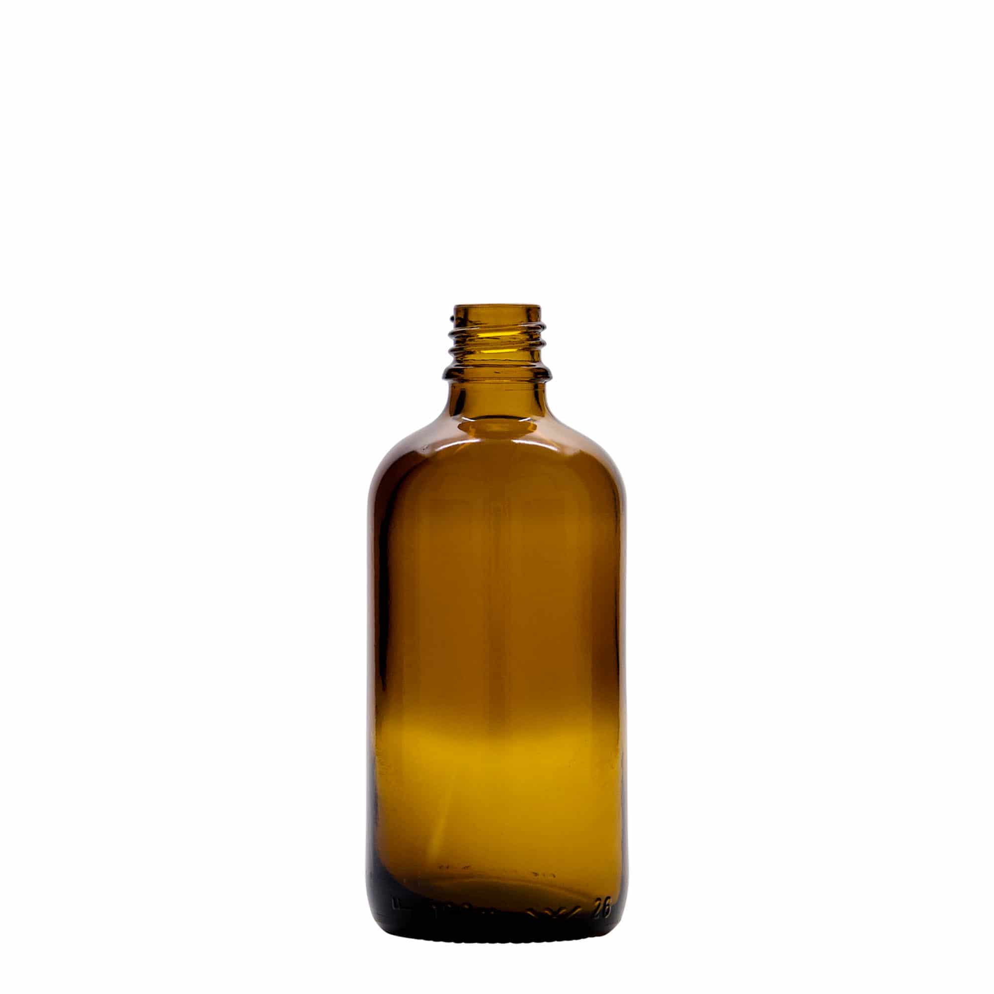 100 ml бутилка за лекарства с пипета, стъклена, червено-кафява, затваряне: винтова капачка с резба DIN 18