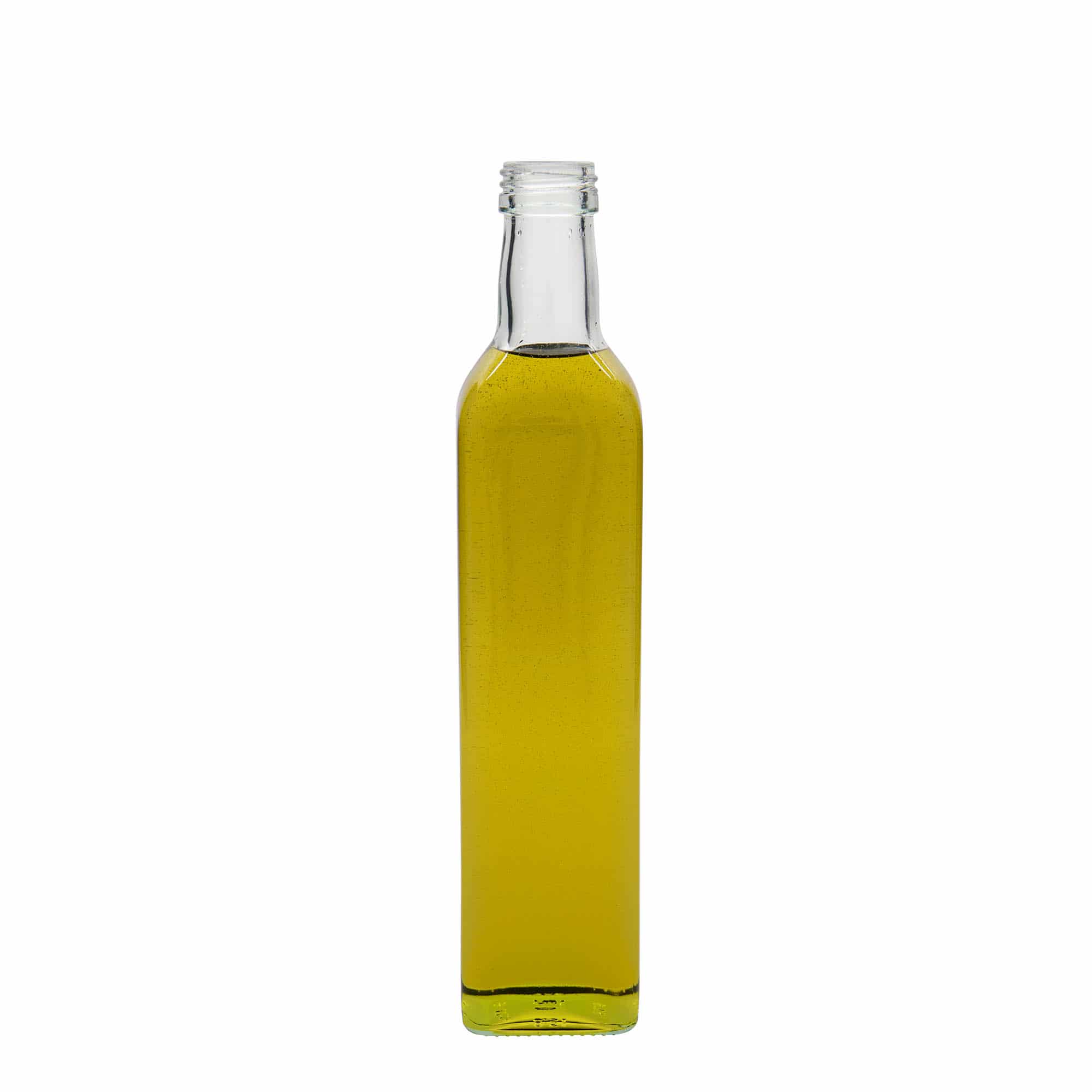 500 ml стъклена бутилка „Marasca“, квадратна, затваряне: капачка PP 31,5