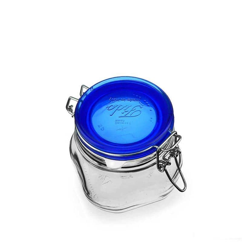 500 ml буркан с клипс „Fido“ син капак, квадратен, затваряне: капак с клипс