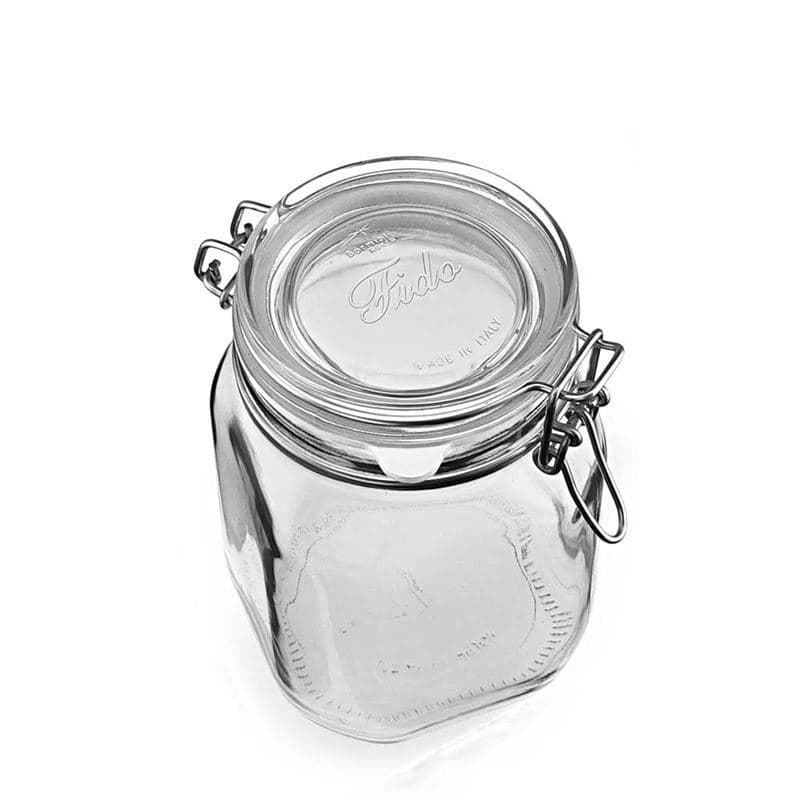 1000 ml буркан с клипс „Fido“, квадратен, затваряне:: капак с клипс