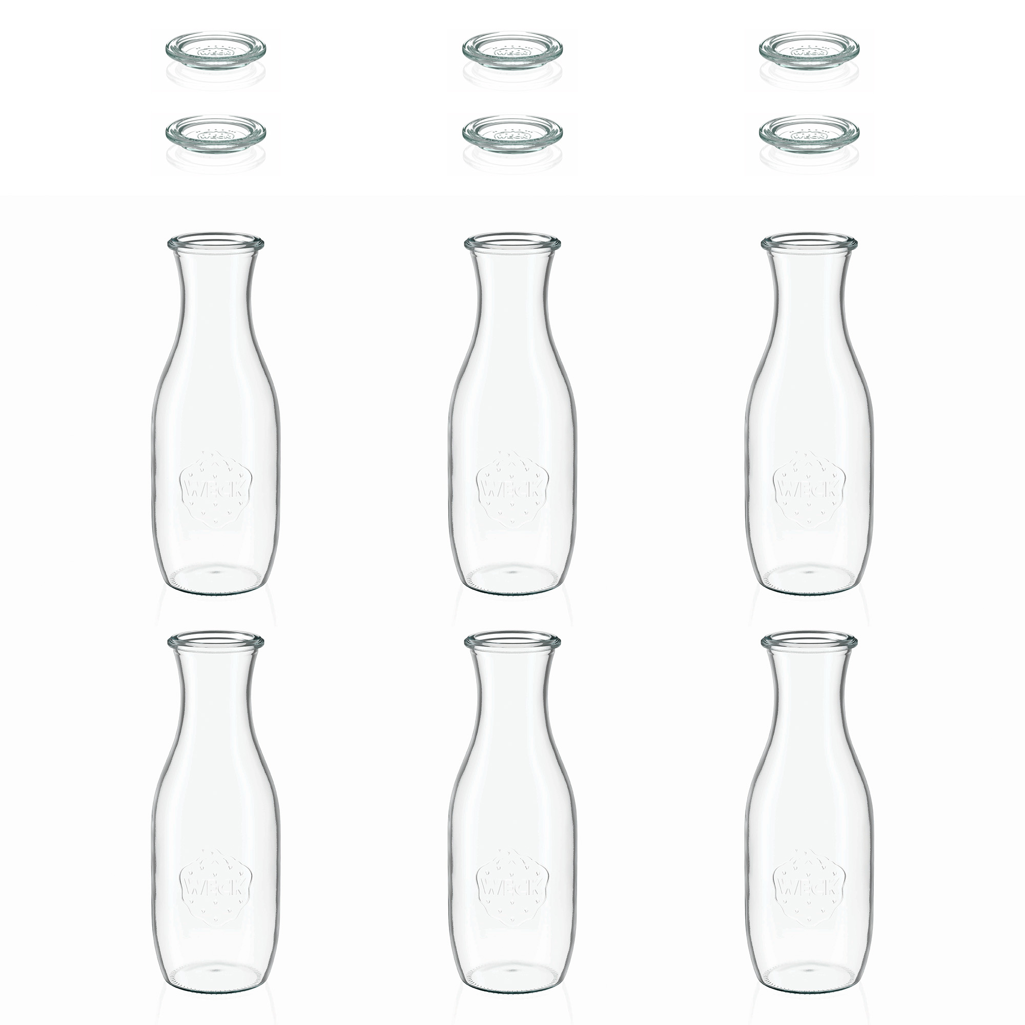 6x 1000 ml бутилка за сок WECK със стъклен капак RR 60