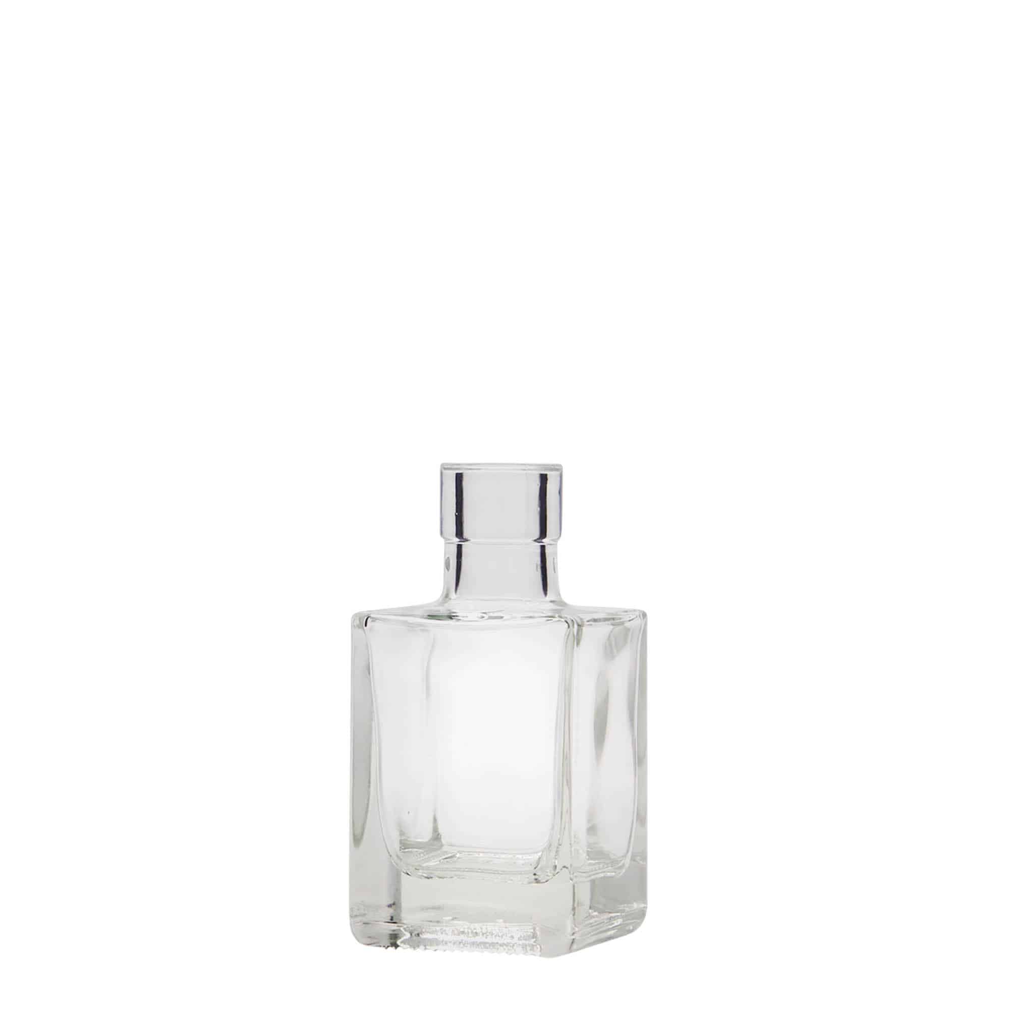 50 ml стъклена бутилка „Cube“, квадратна, затваряне: коркова тапа