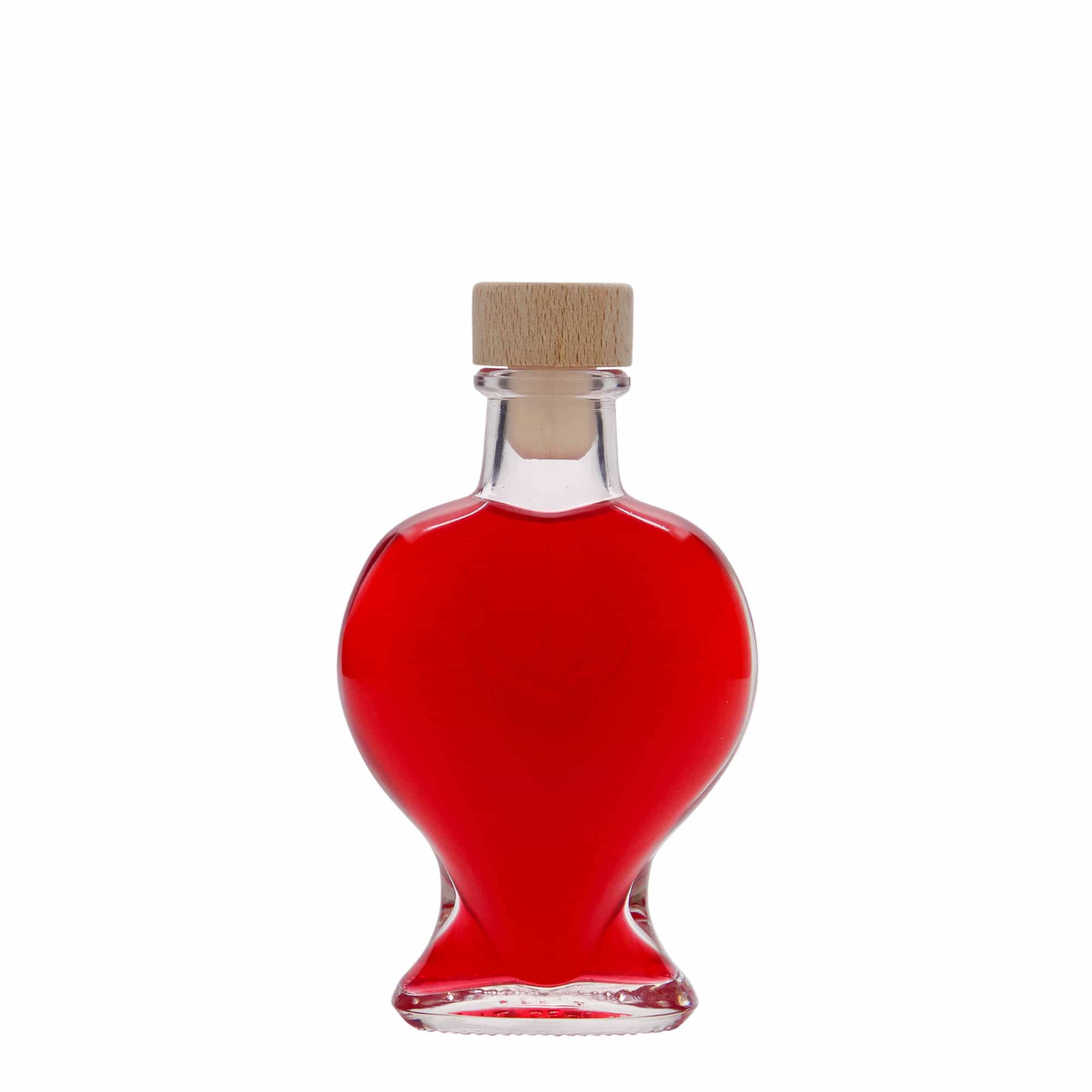 100 ml стъклена бутилка „Сърце“, затваряне: коркова тапа
