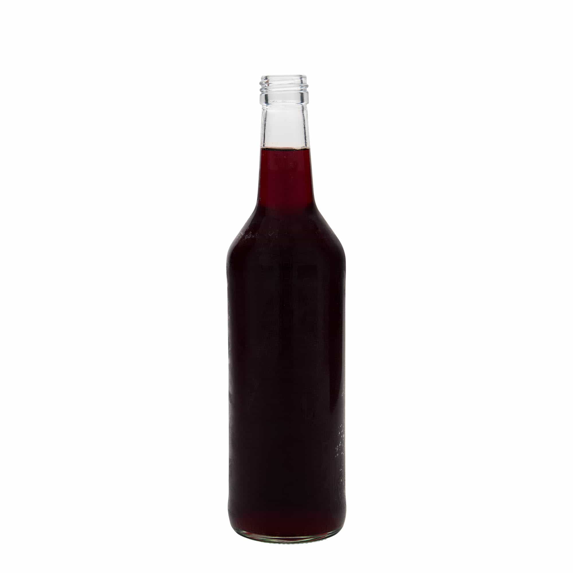 500 ml стъклена бутилка с право гърло, затваряне: капачка PP 28