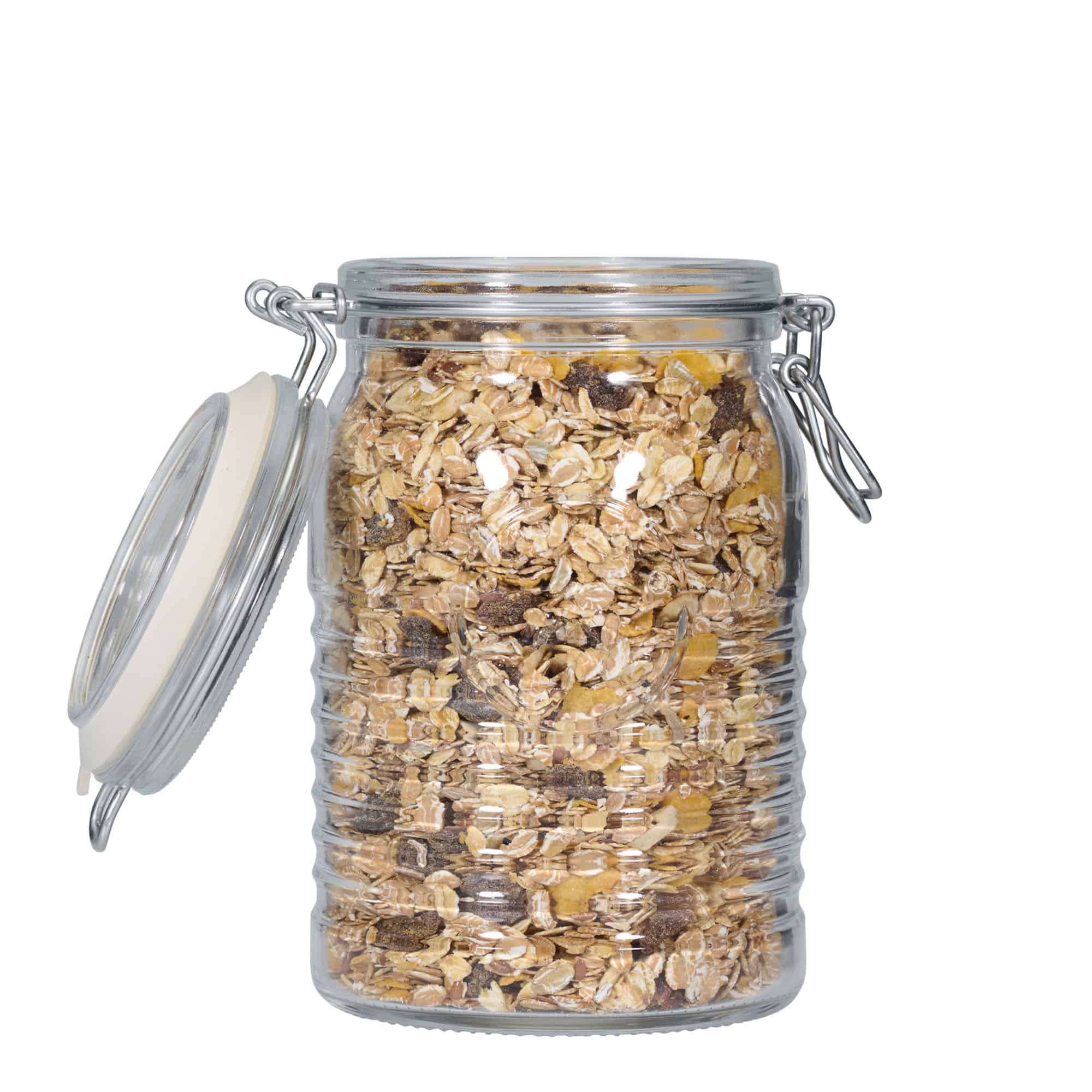 1.000 мл стъклен буркан с метален капак „Officina 1825“, отвор: метален капак с метална закопчалка 1.000 мл стъклен буркан с метален капак „Officina 1825“, отвор: метален капак с метална закопчалка