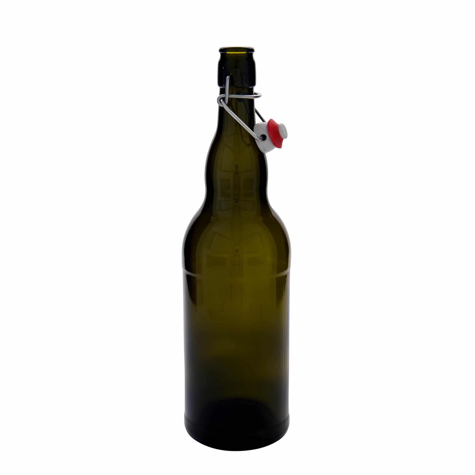 1000 ml бутилка за бира „Белгия“, стъклена, антично зелено, затваряне: тапа с клипс