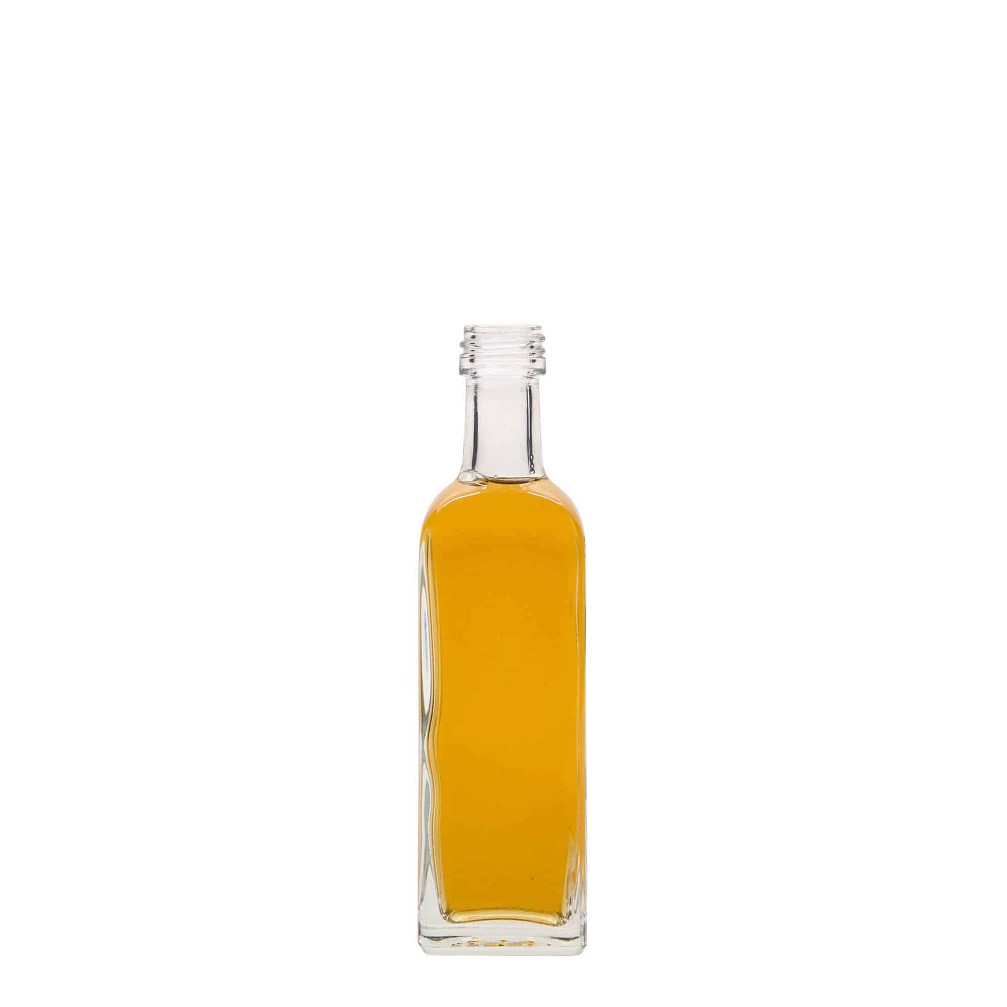 60 ml стъклена бутилка „Marasca“, квадратна, затваряне: капачка PP 18