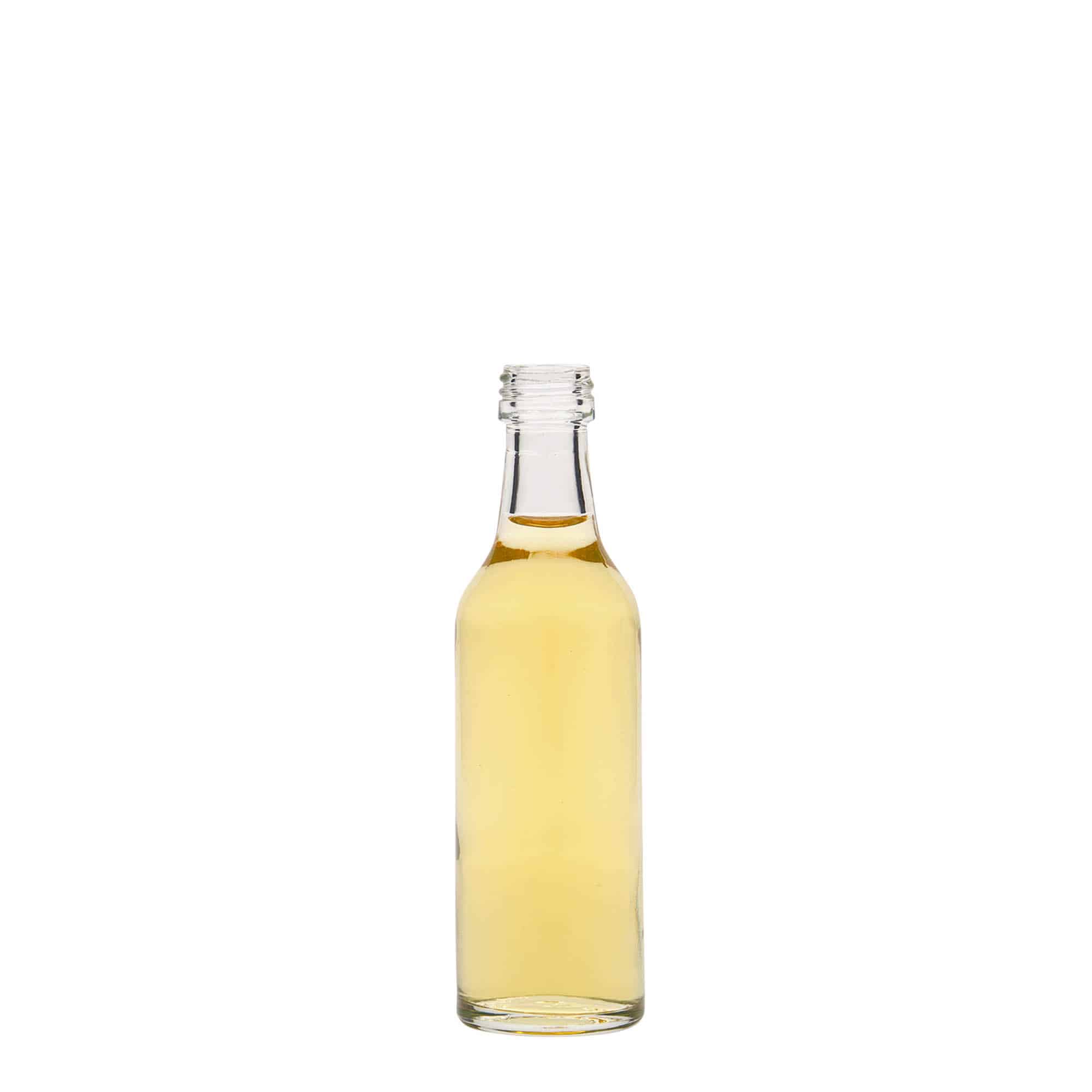 50 ml стъклена бутилка „Geradhals“, затваряне: капачка PP 28